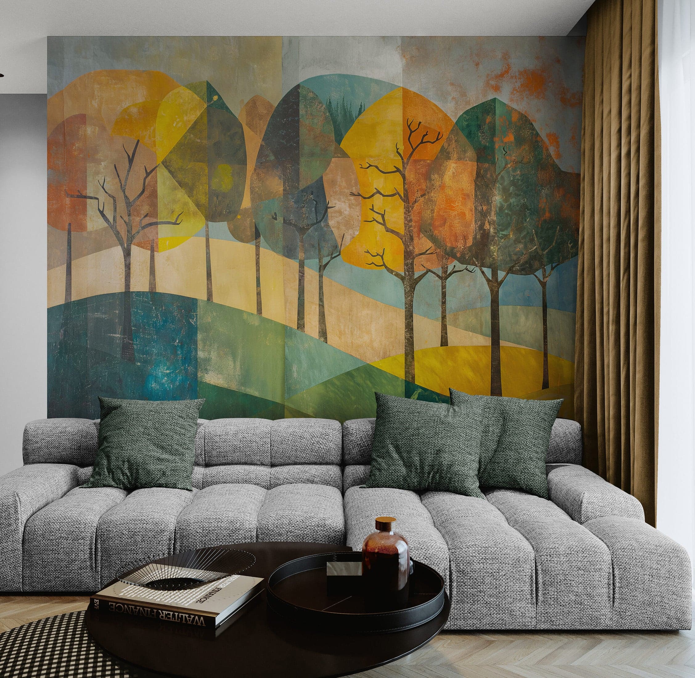 Colorful Abstract Tree Painting Wallpaper Mural. #7020 - Image 3