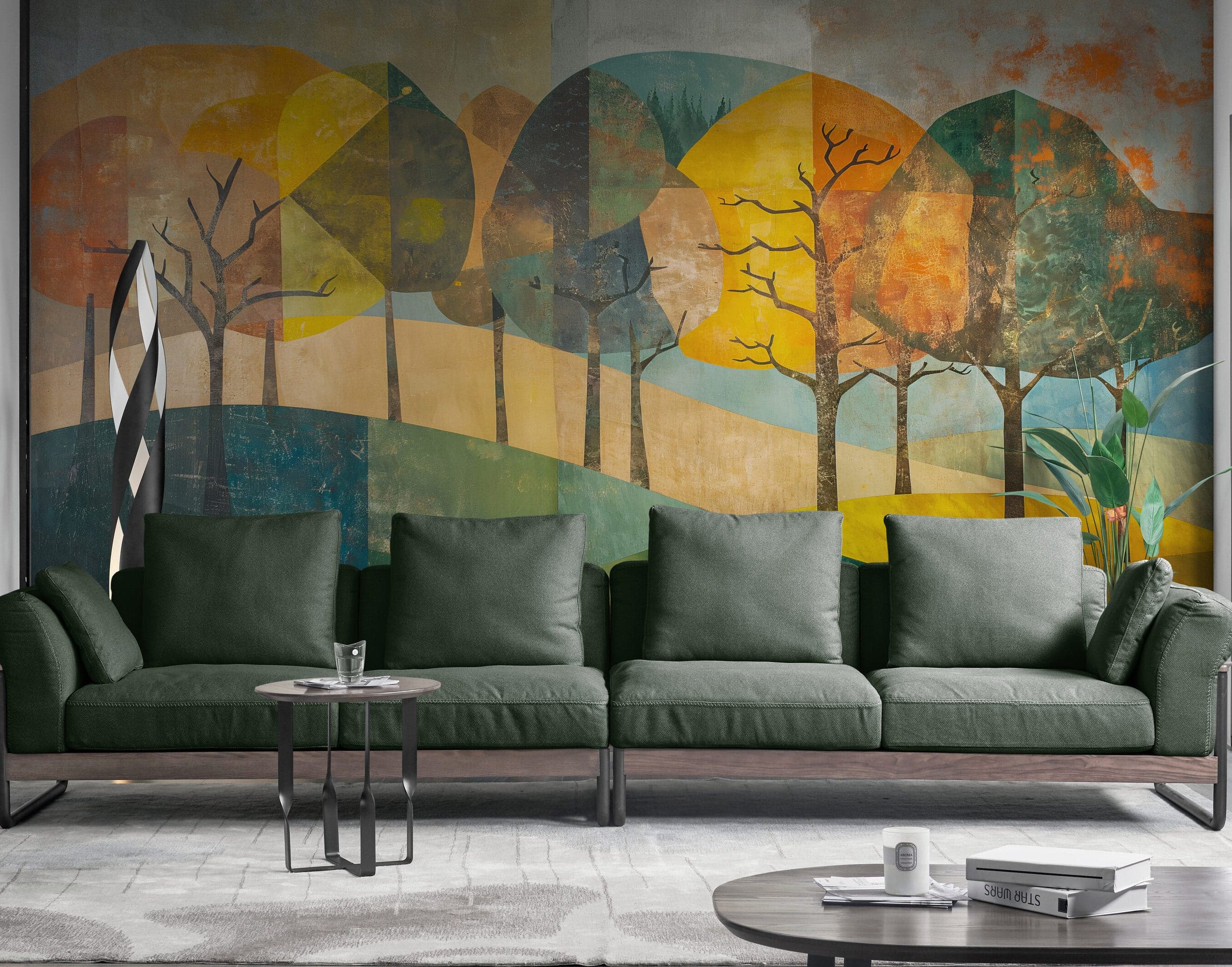 Colorful Abstract Tree Painting Wallpaper Mural. #7020 - Image 4