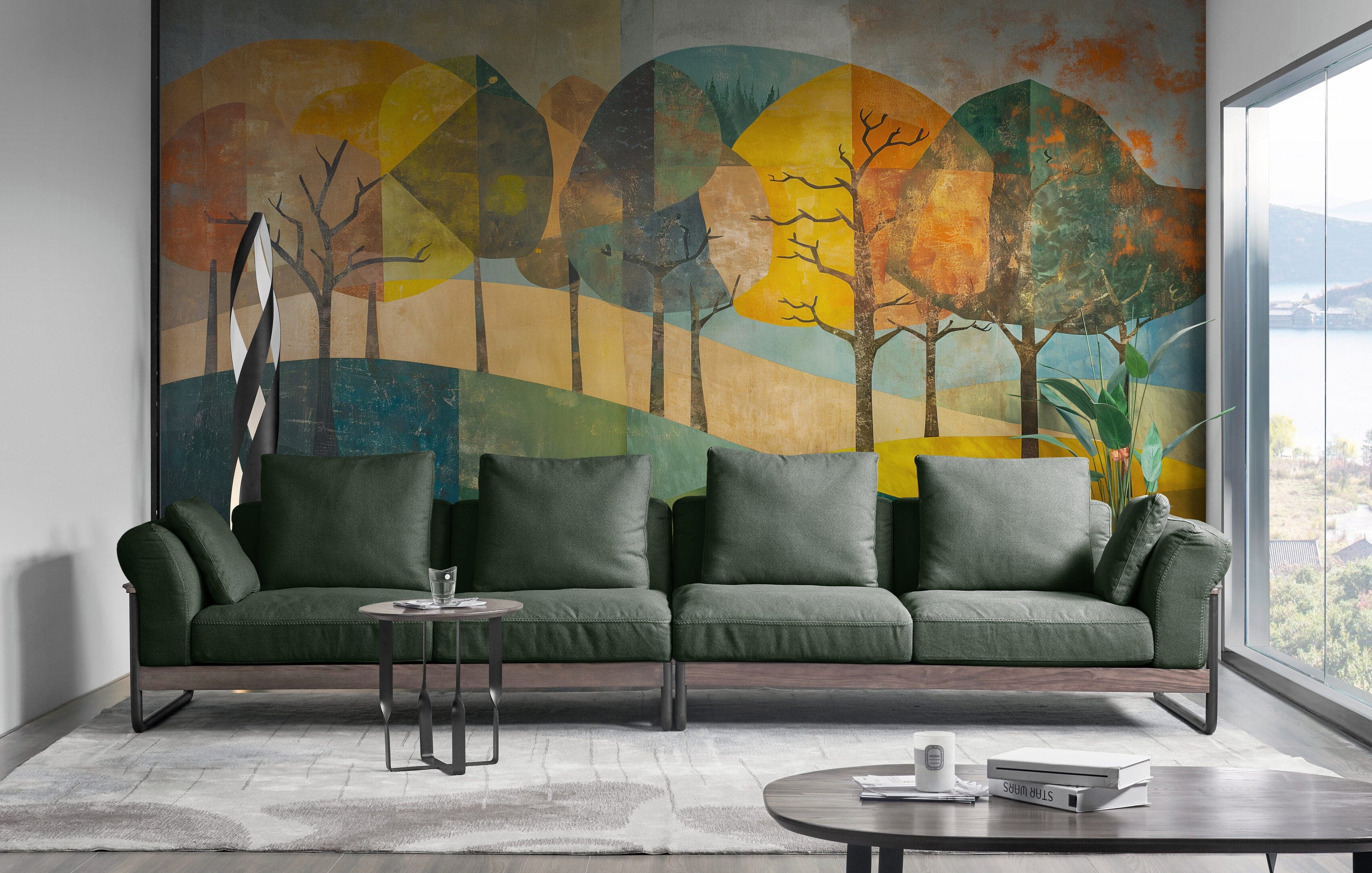 Colorful Abstract Tree Painting Wallpaper Mural. #7020 - Image 5
