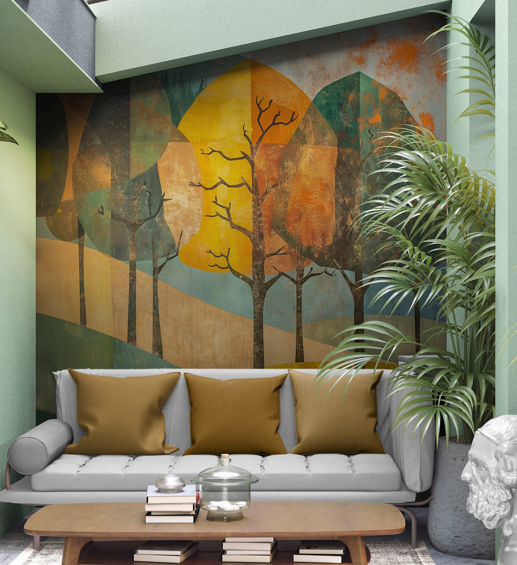 Colorful Abstract Tree Painting Wallpaper Mural. #7020 - Image 8