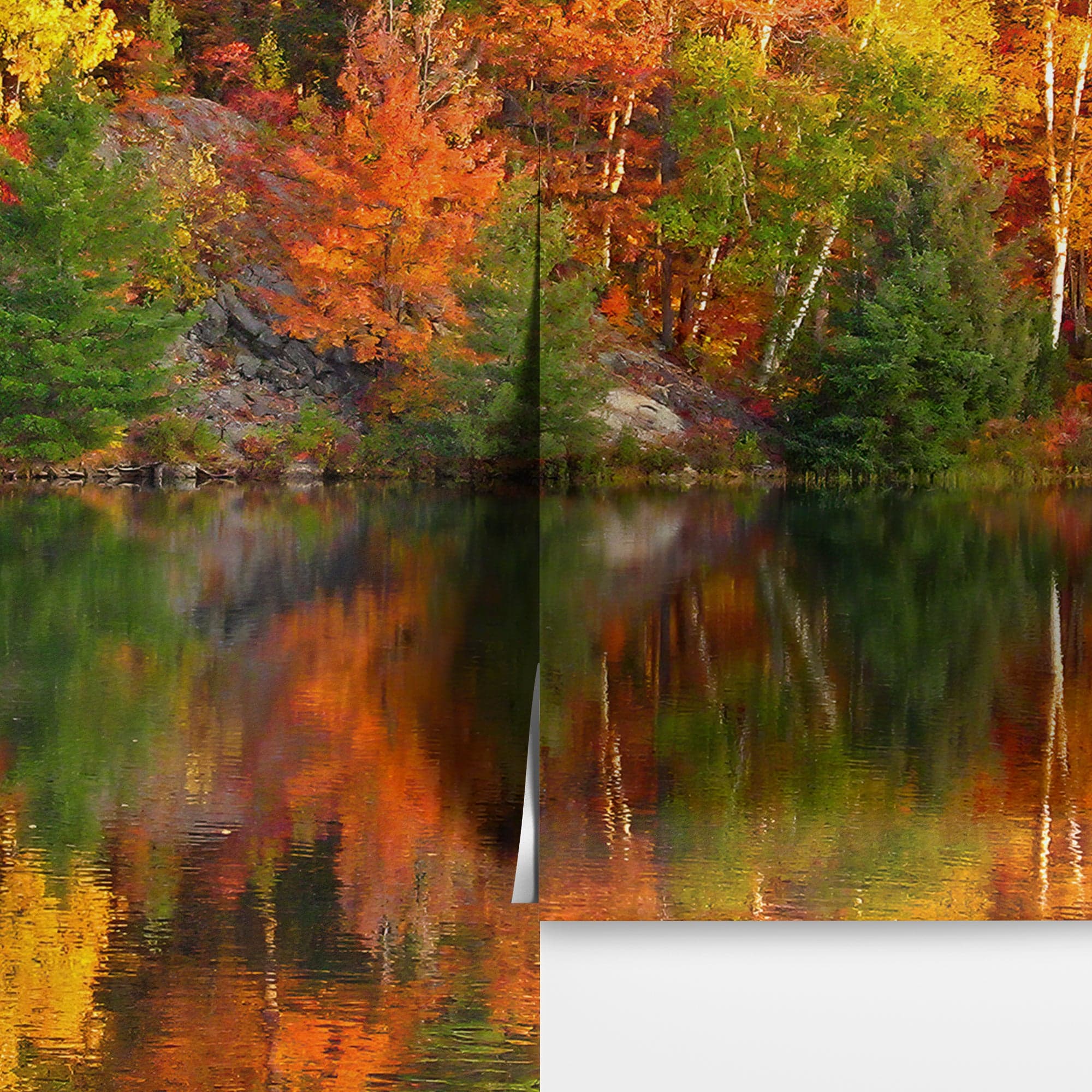 Colorful Autumn Forest Over Lake Wall Mural. Fall Foliage. #7052 - Image 6