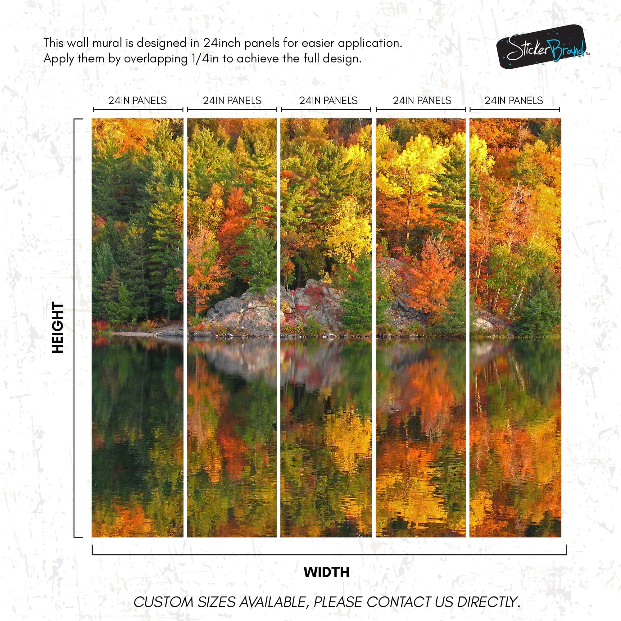 Colorful Autumn Forest Over Lake Wall Mural. Fall Foliage. #7052 - Image 7