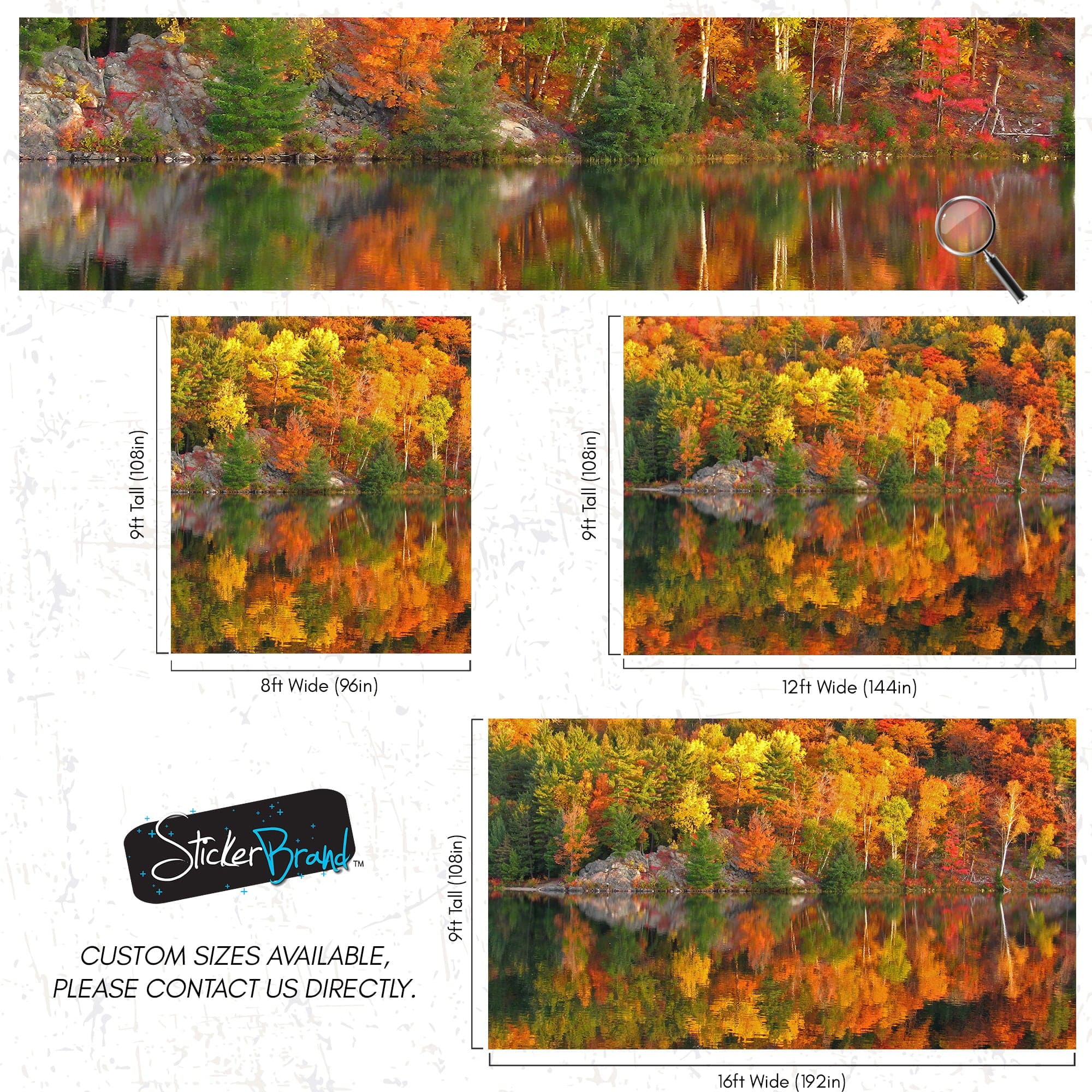 Colorful Autumn Forest Over Lake Wall Mural. Fall Foliage. #7052 - Image 8