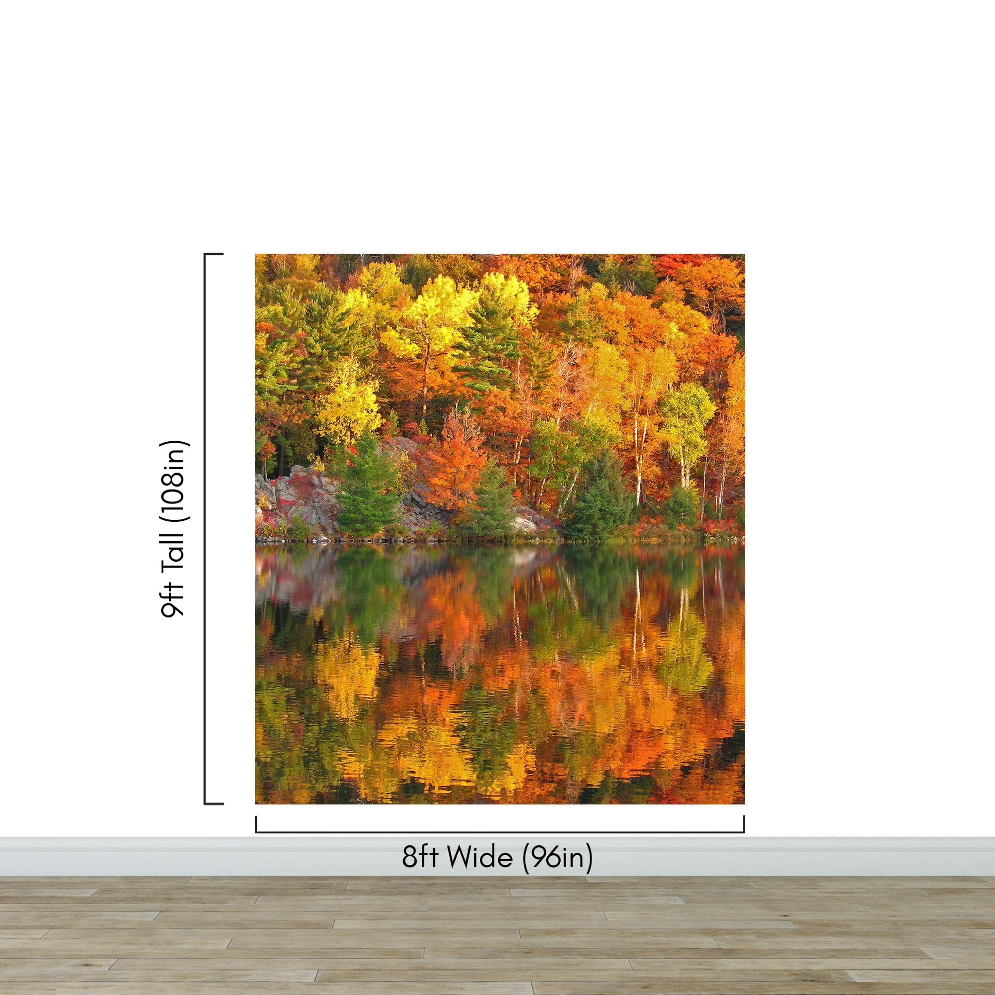Colorful Autumn Forest Over Lake Wall Mural. Fall Foliage. #7052 - Image 9