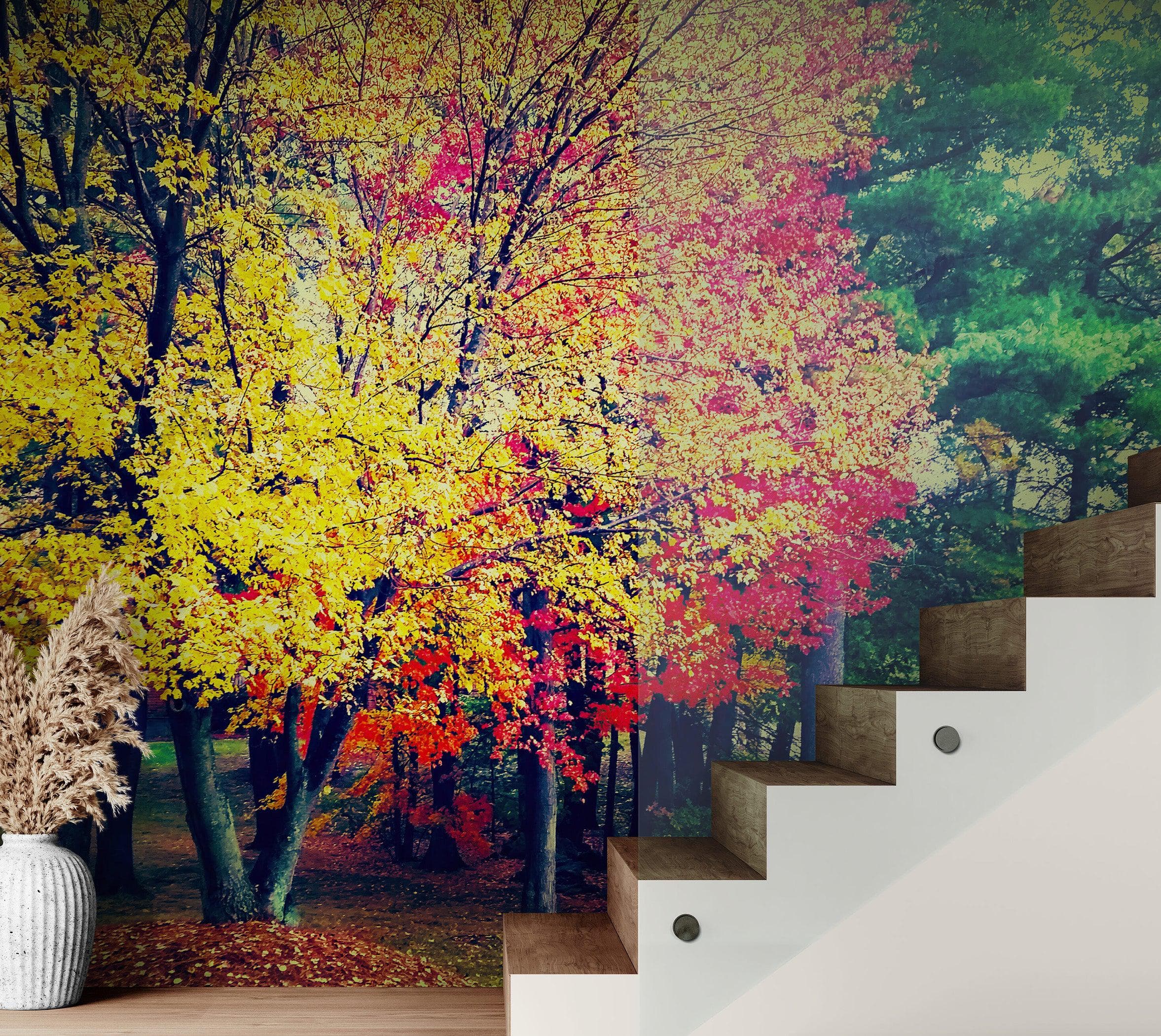 Colorful Autumn Trees Wallpaper Mural. #6981 - Image 6
