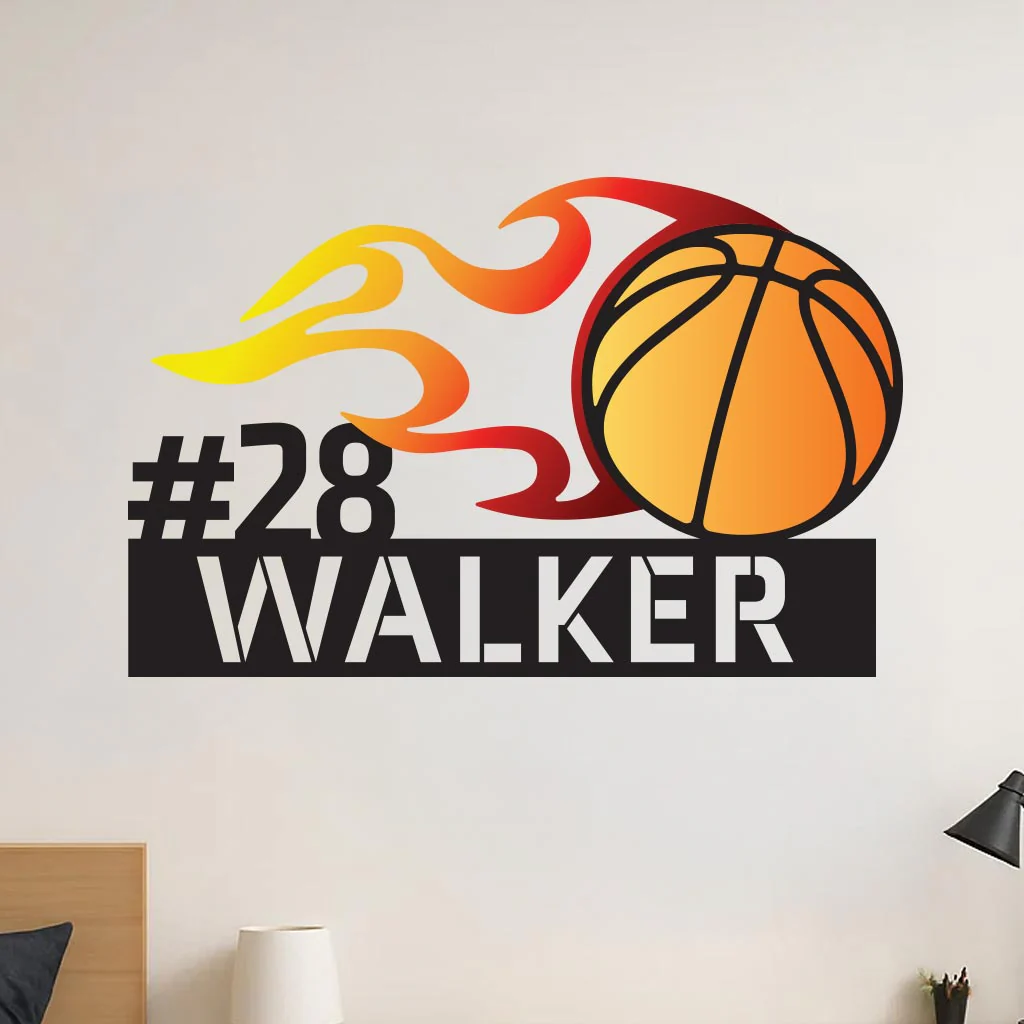 Colorful Flaming Basketball Name Sign - Image 2