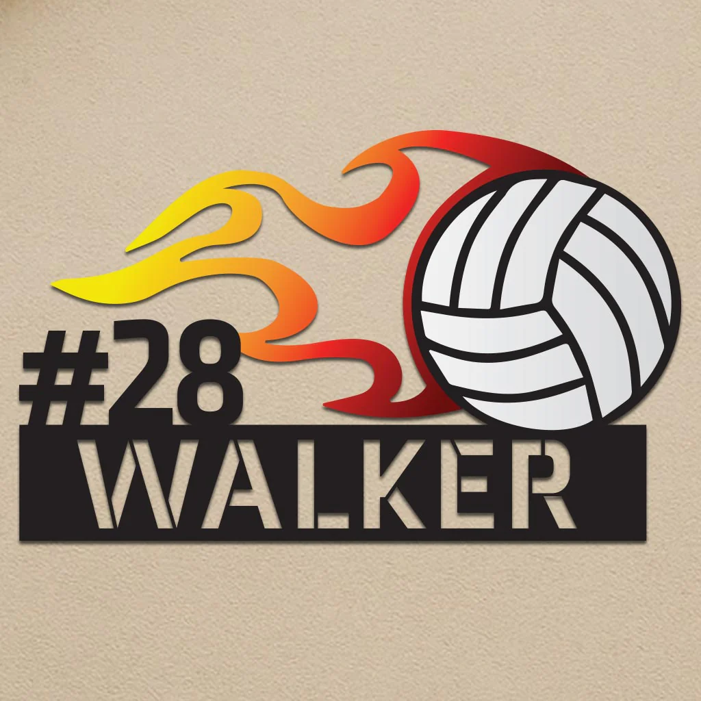 Colorful Flaming Volleyball Name Sign - Image 2