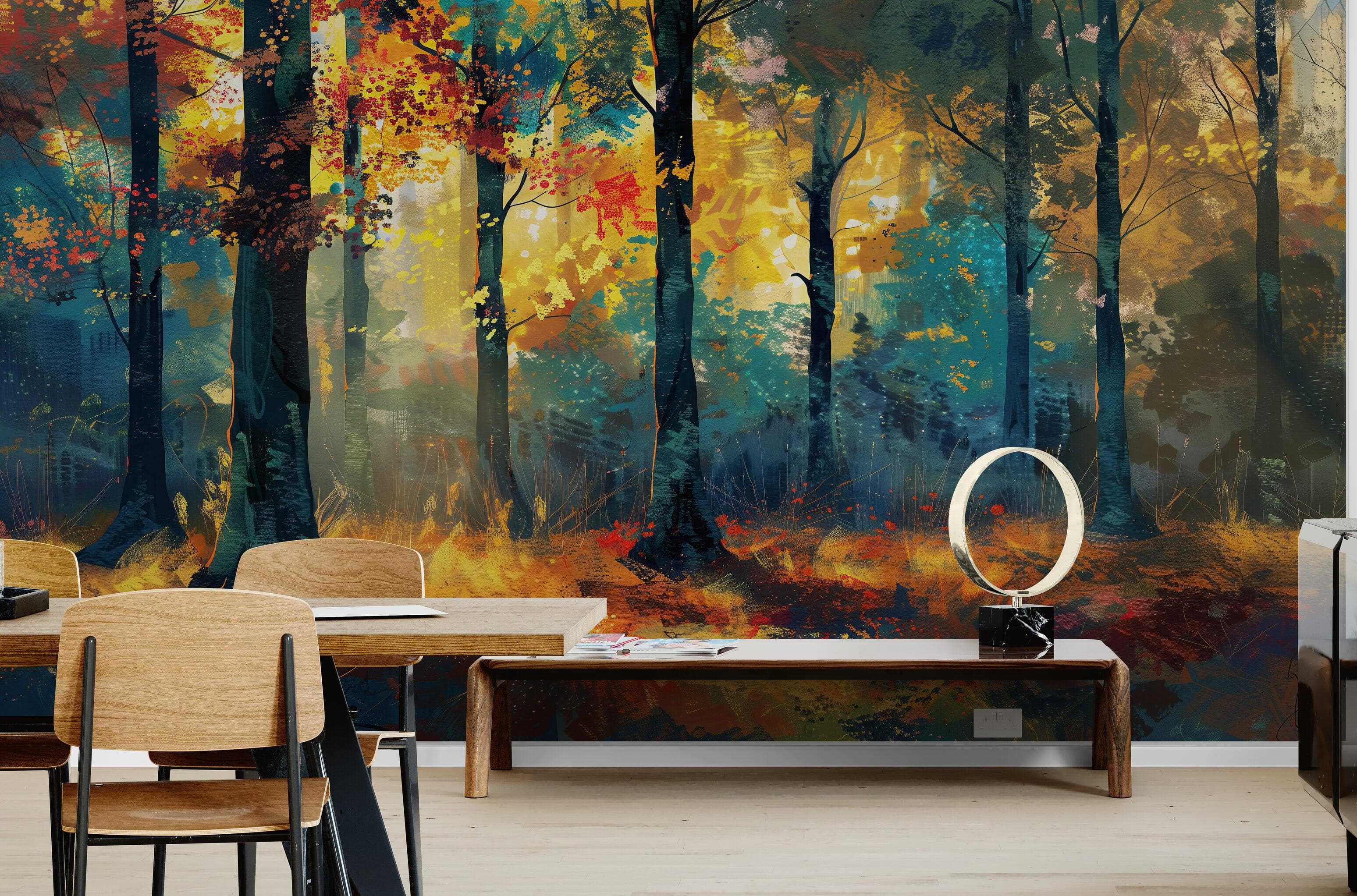 Colorful Forest Painting Wallpaper Mural. #6991 - Image 3