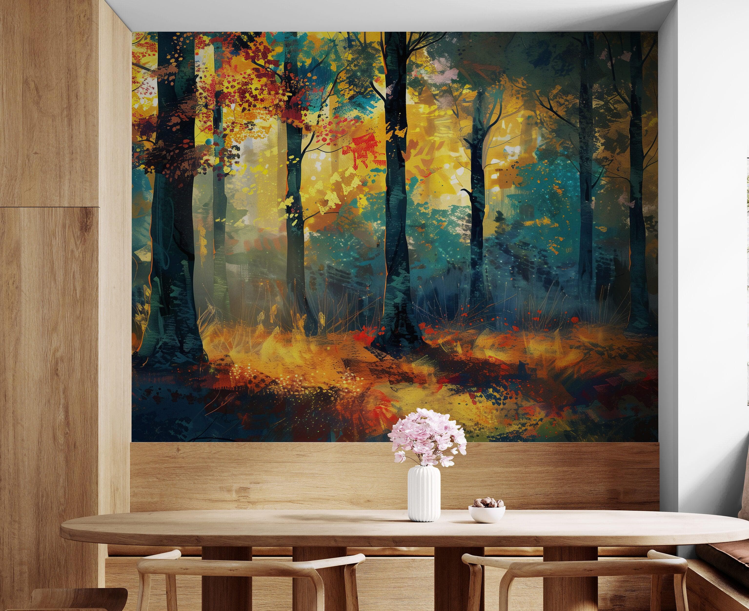 Colorful Forest Painting Wallpaper Mural. #6991 - Image 4