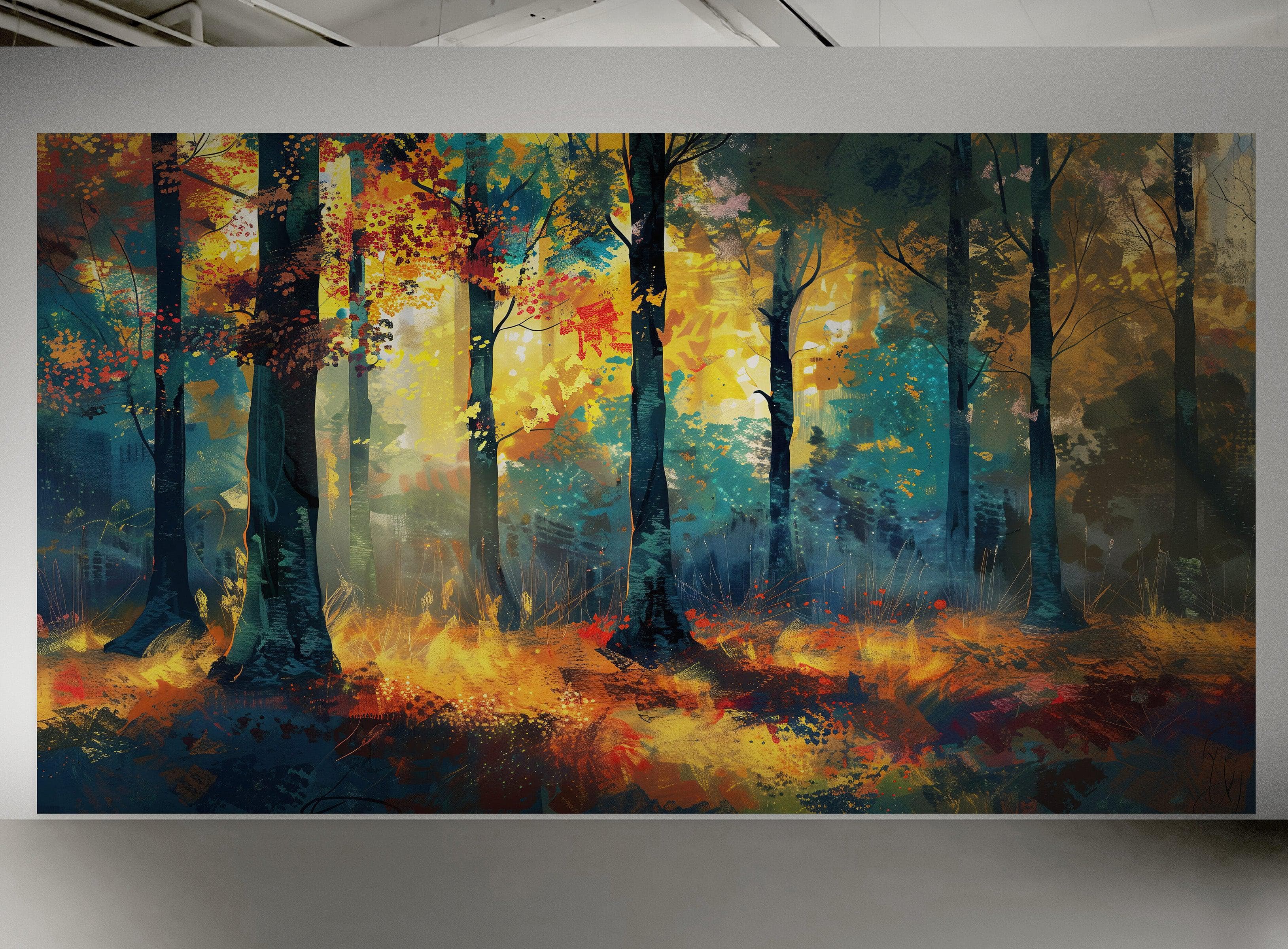 Colorful Forest Painting Wallpaper Mural. #6991 - Image 6