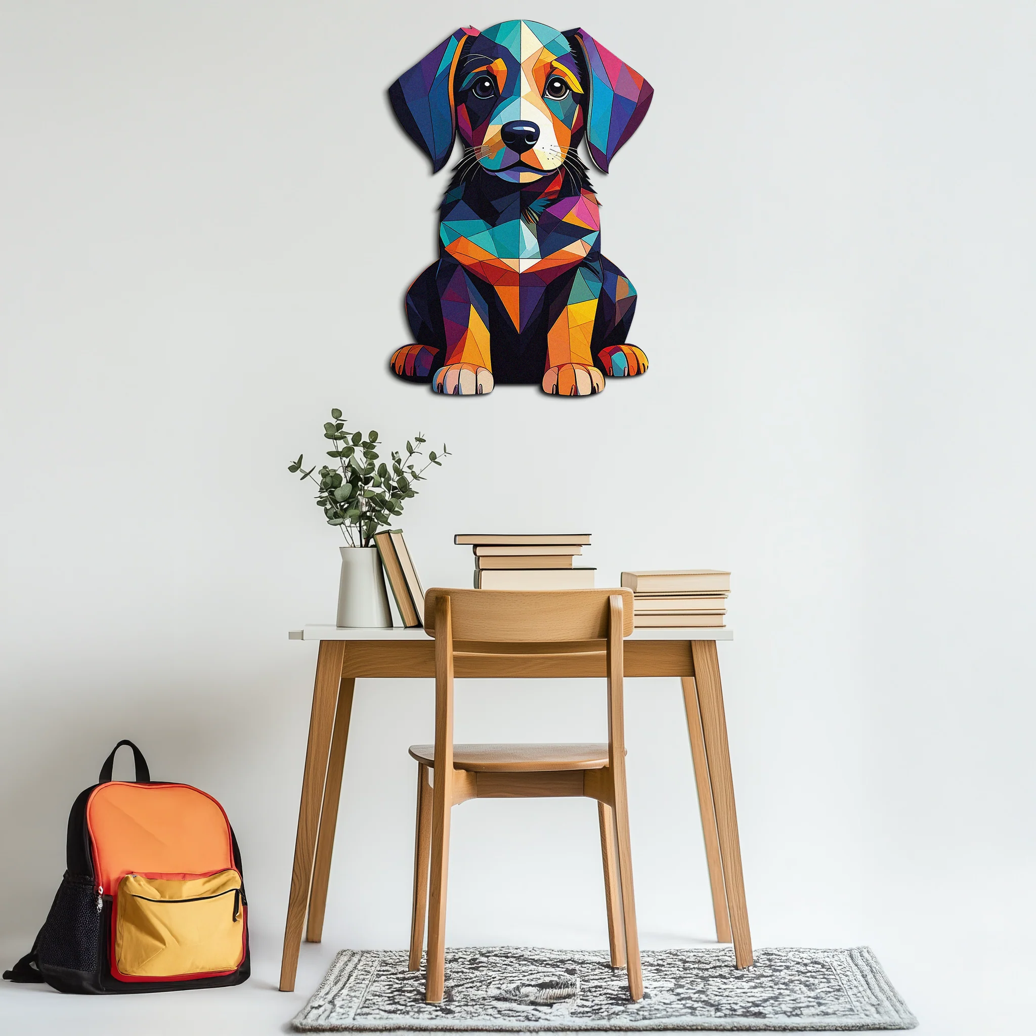 Colorful Geometric Dog Metal Wall Art – Bold Puppy Decor-KAFUVM038 - Image 3
