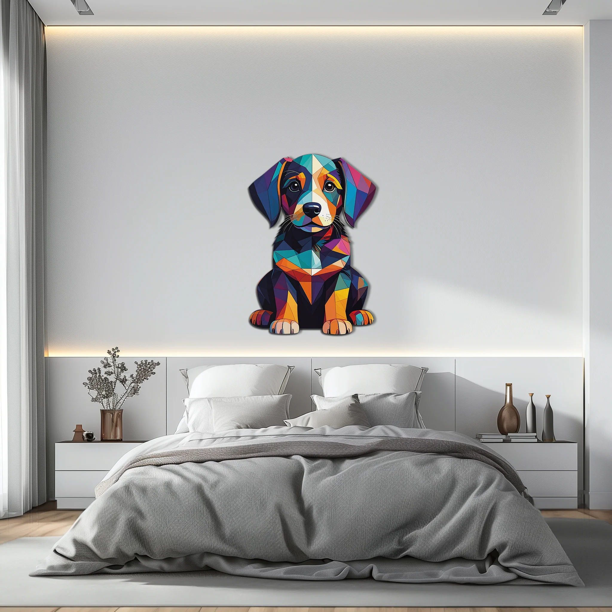 Colorful Geometric Dog Metal Wall Art – Bold Puppy Decor-KAFUVM038 - Image 4