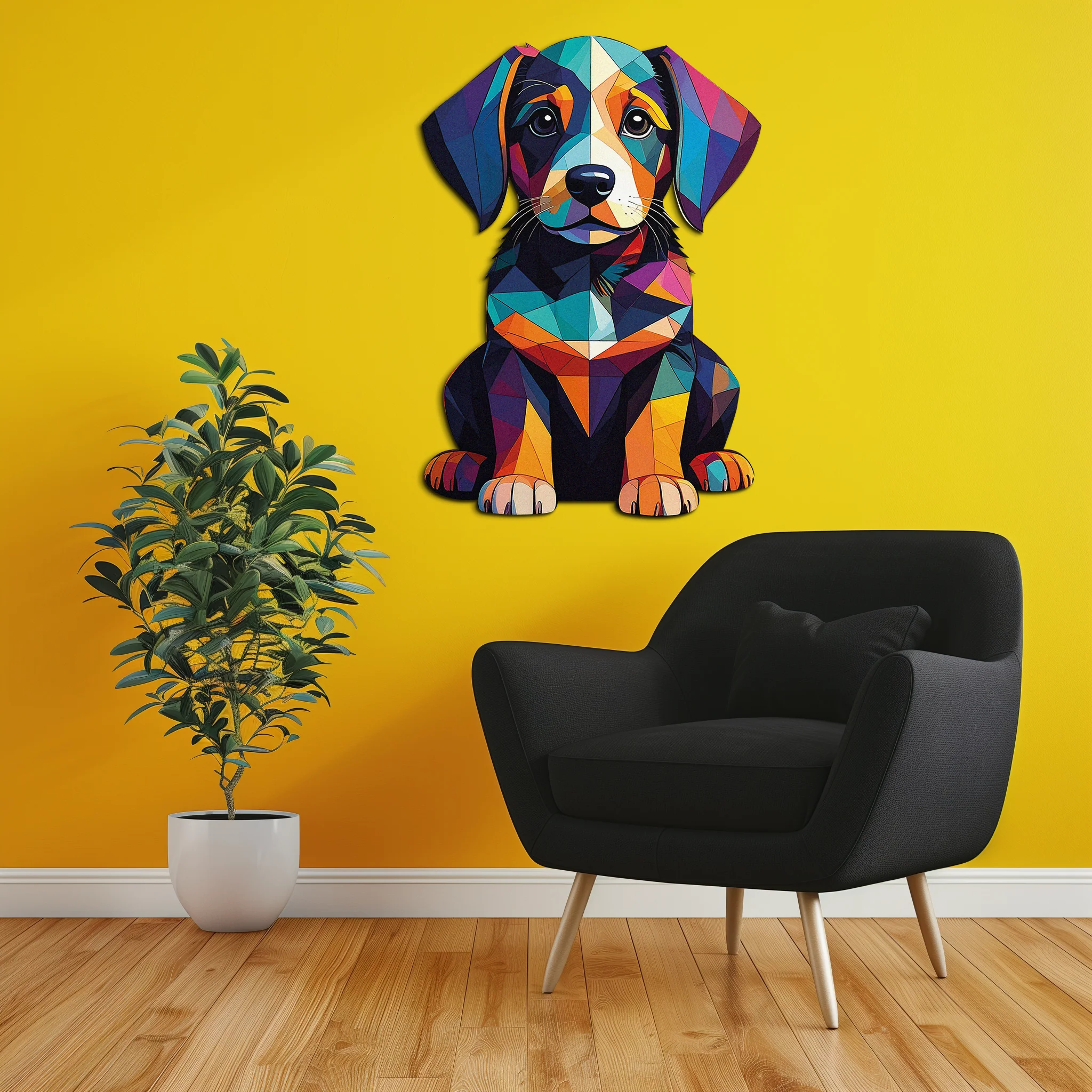 Colorful Geometric Dog Metal Wall Art – Bold Puppy Decor-KAFUVM038 - Image 6