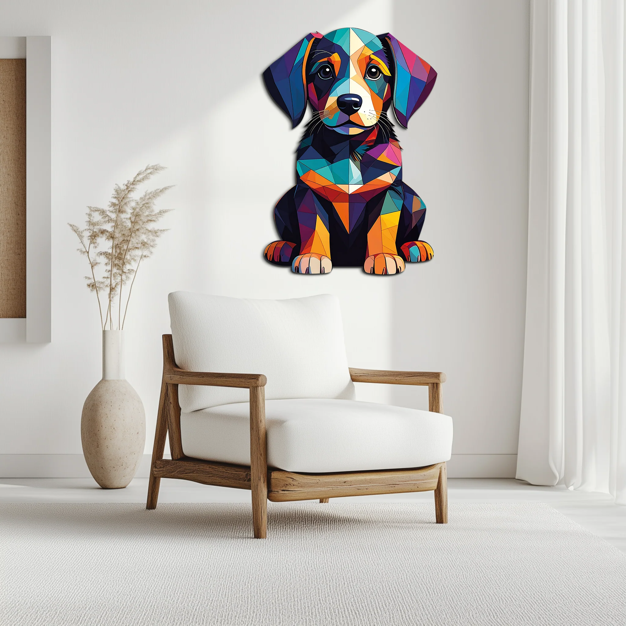 Colorful Geometric Dog Metal Wall Art – Bold Puppy Decor-KAFUVM038 - Image 7