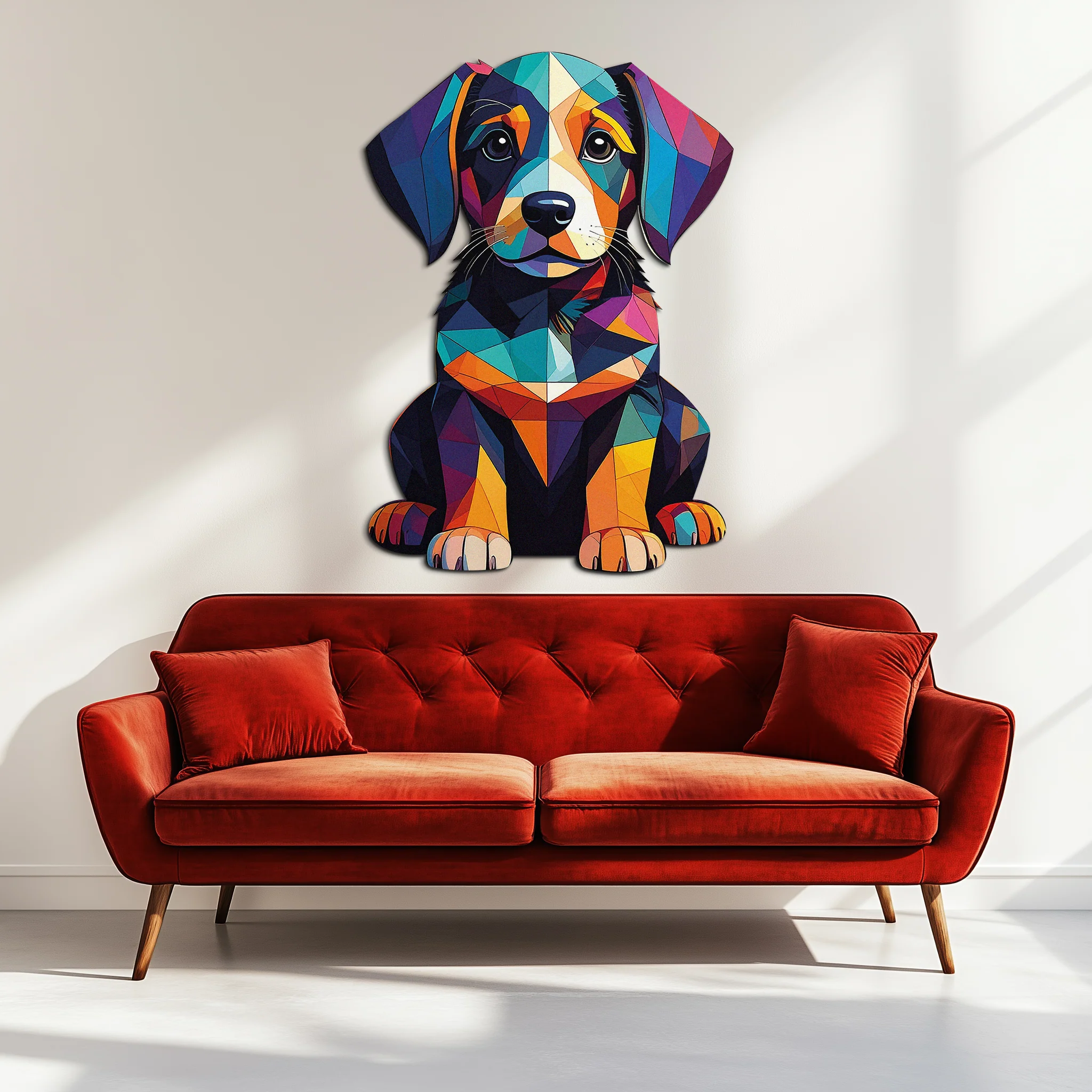 Colorful Geometric Dog Metal Wall Art – Bold Puppy Decor-KAFUVM038 - Image 8