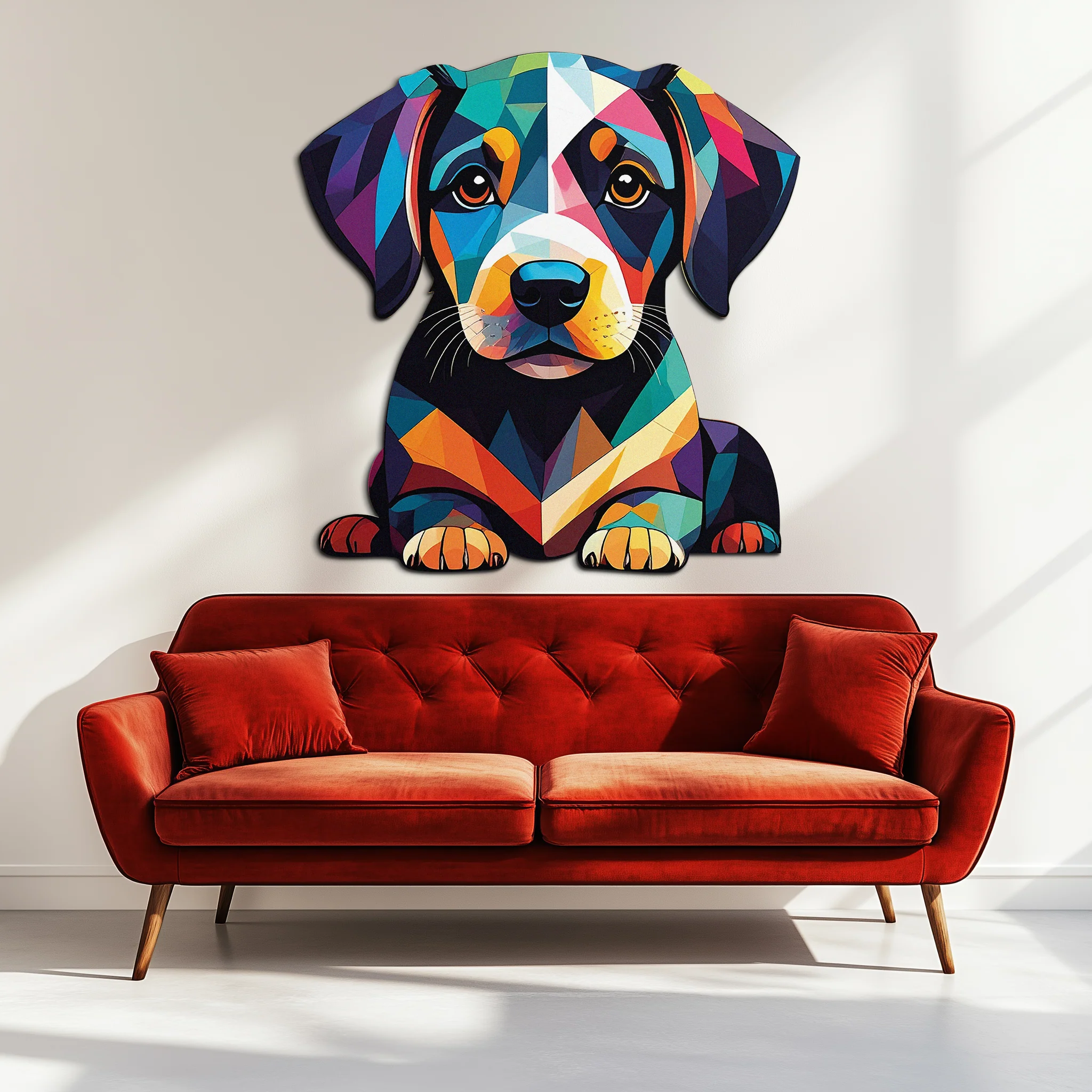 Colorful Geometric Puppy Metal Wall Art Decor-KAFUVM032 - Image 3