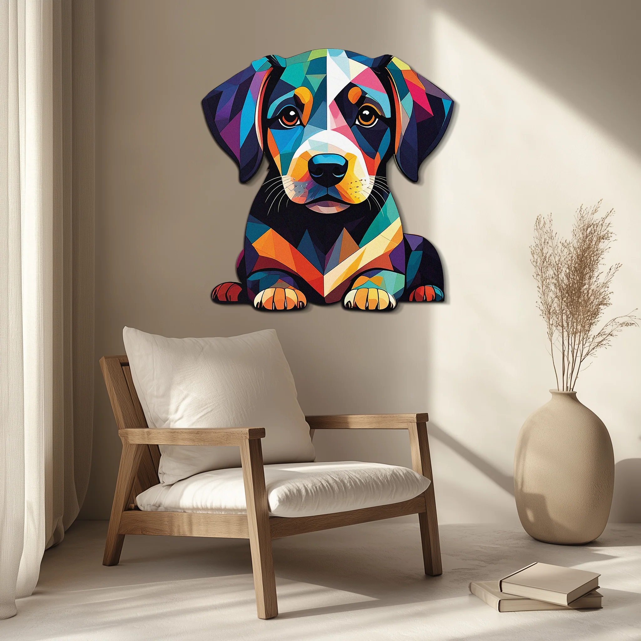 Colorful Geometric Puppy Metal Wall Art Decor-KAFUVM032 - Image 4
