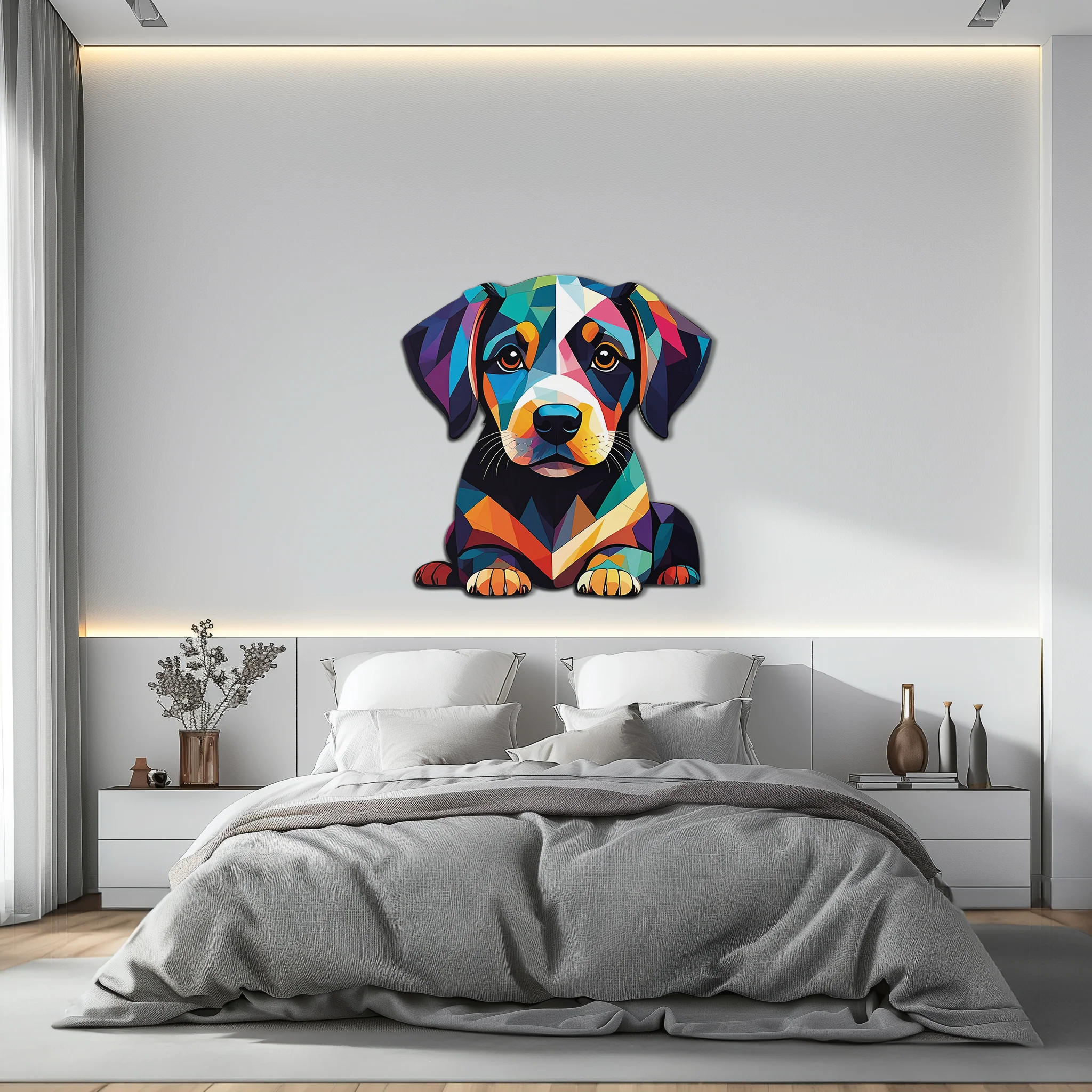 Colorful Geometric Puppy Metal Wall Art Decor-KAFUVM032 - Image 6