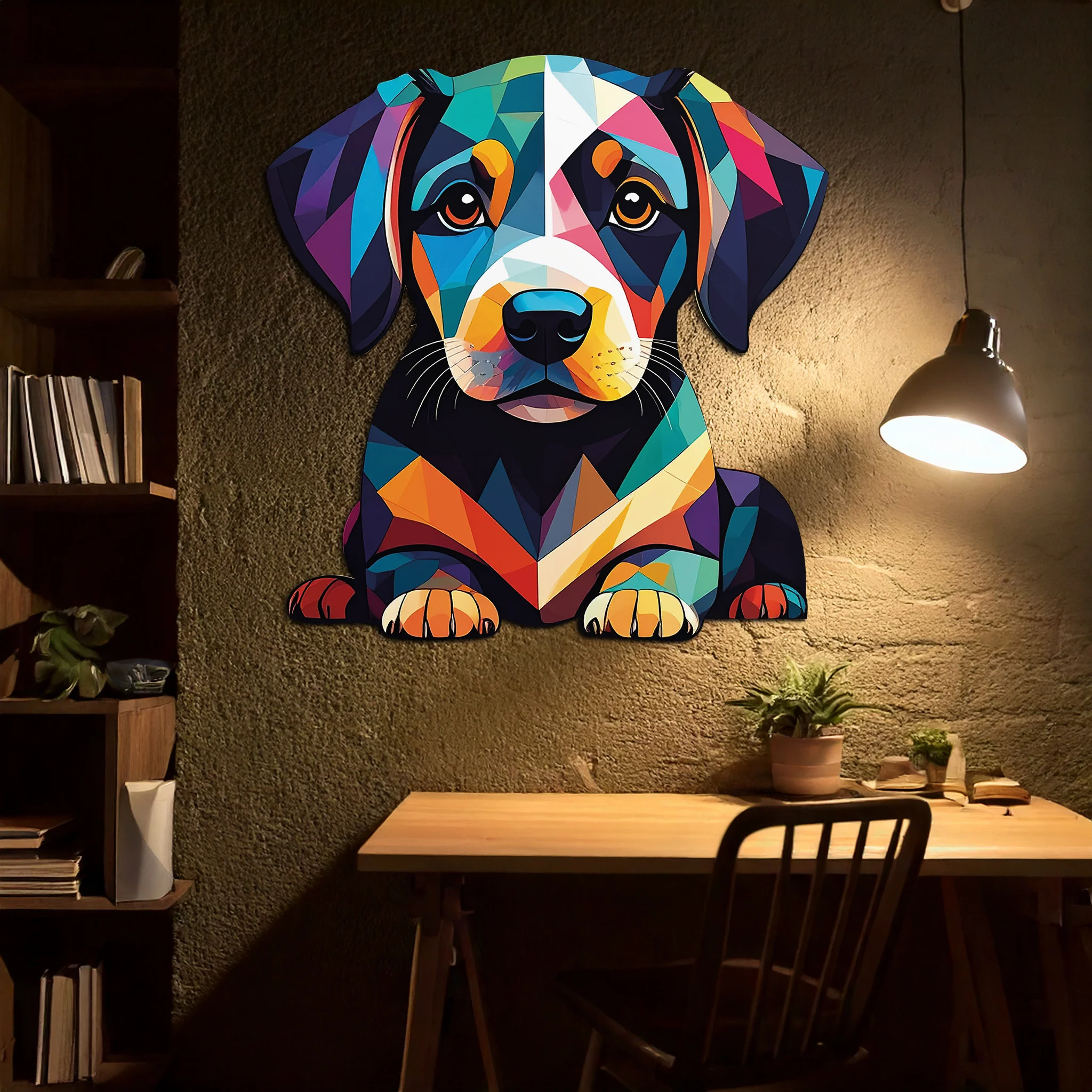 Colorful Geometric Puppy Metal Wall Art Decor-KAFUVM032 - Image 7