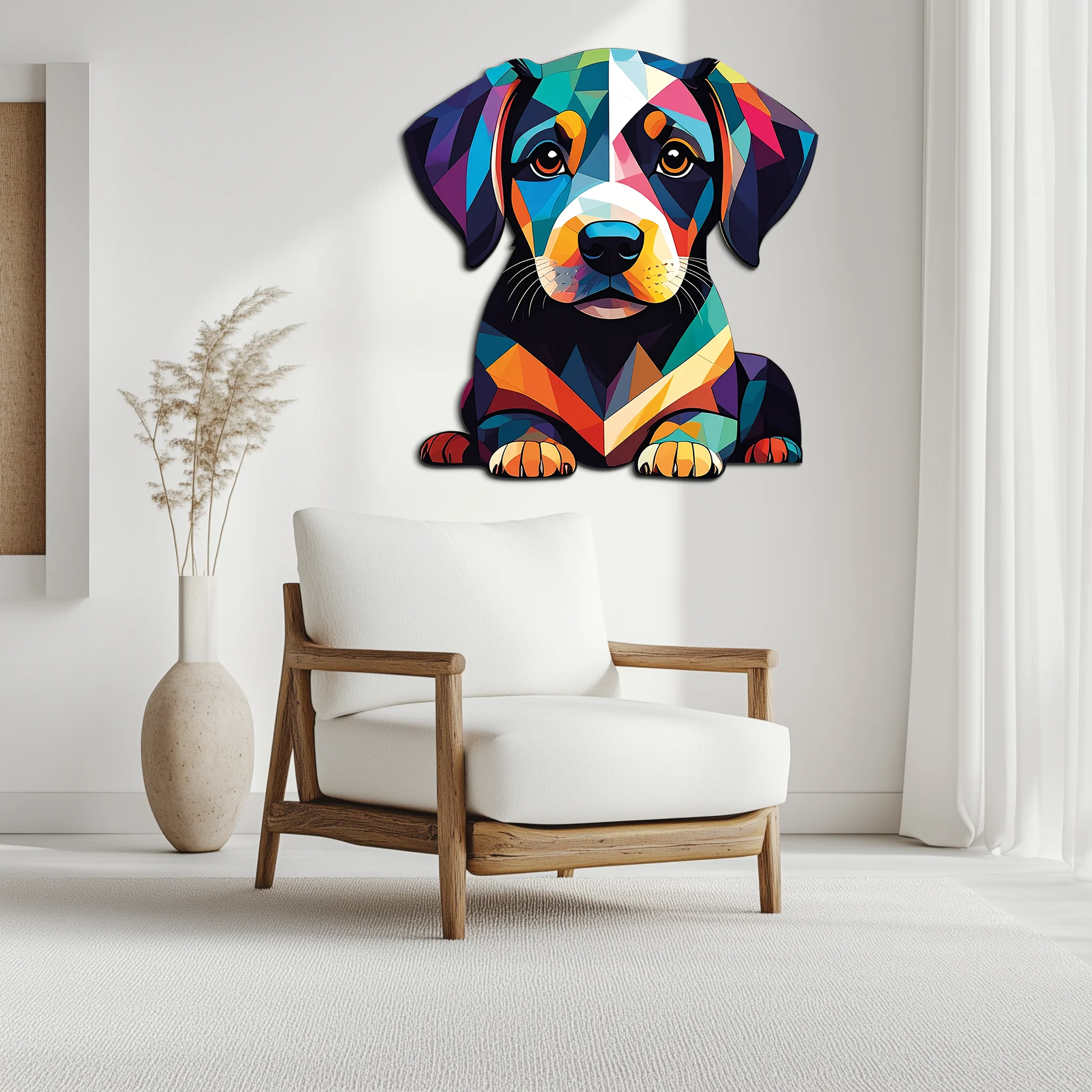 Colorful Geometric Puppy Metal Wall Art Decor-KAFUVM032 - Image 8