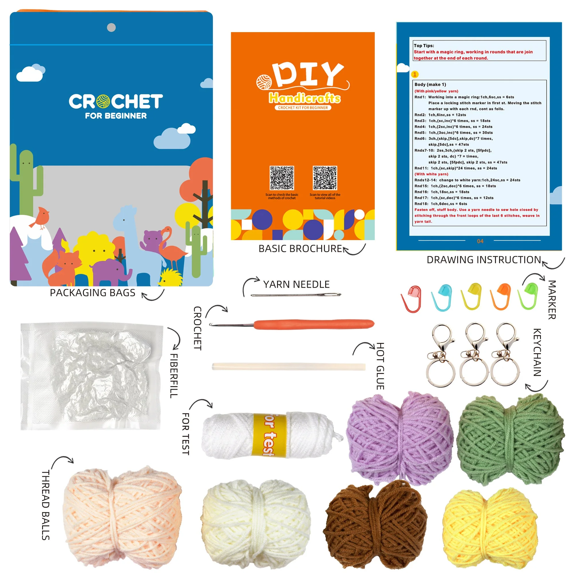 Colorful Gnomes. Gnome Amigurumi DIY Crochet Kit Wizardi F07N8-M25 - Image 2