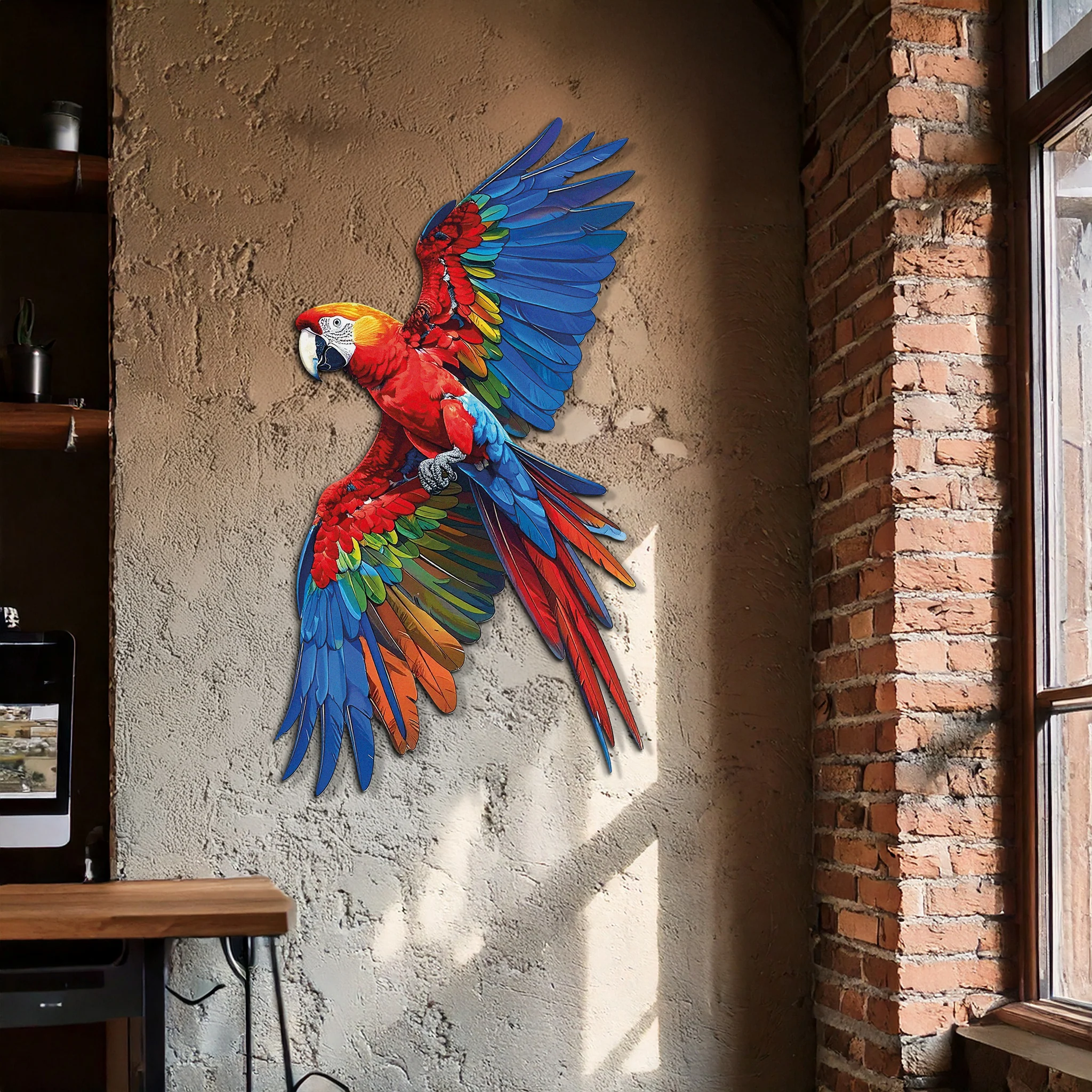 Colorful Parrot Metal Wall Art – Tropical Bird Decor-KAFUVM041 - Image 2