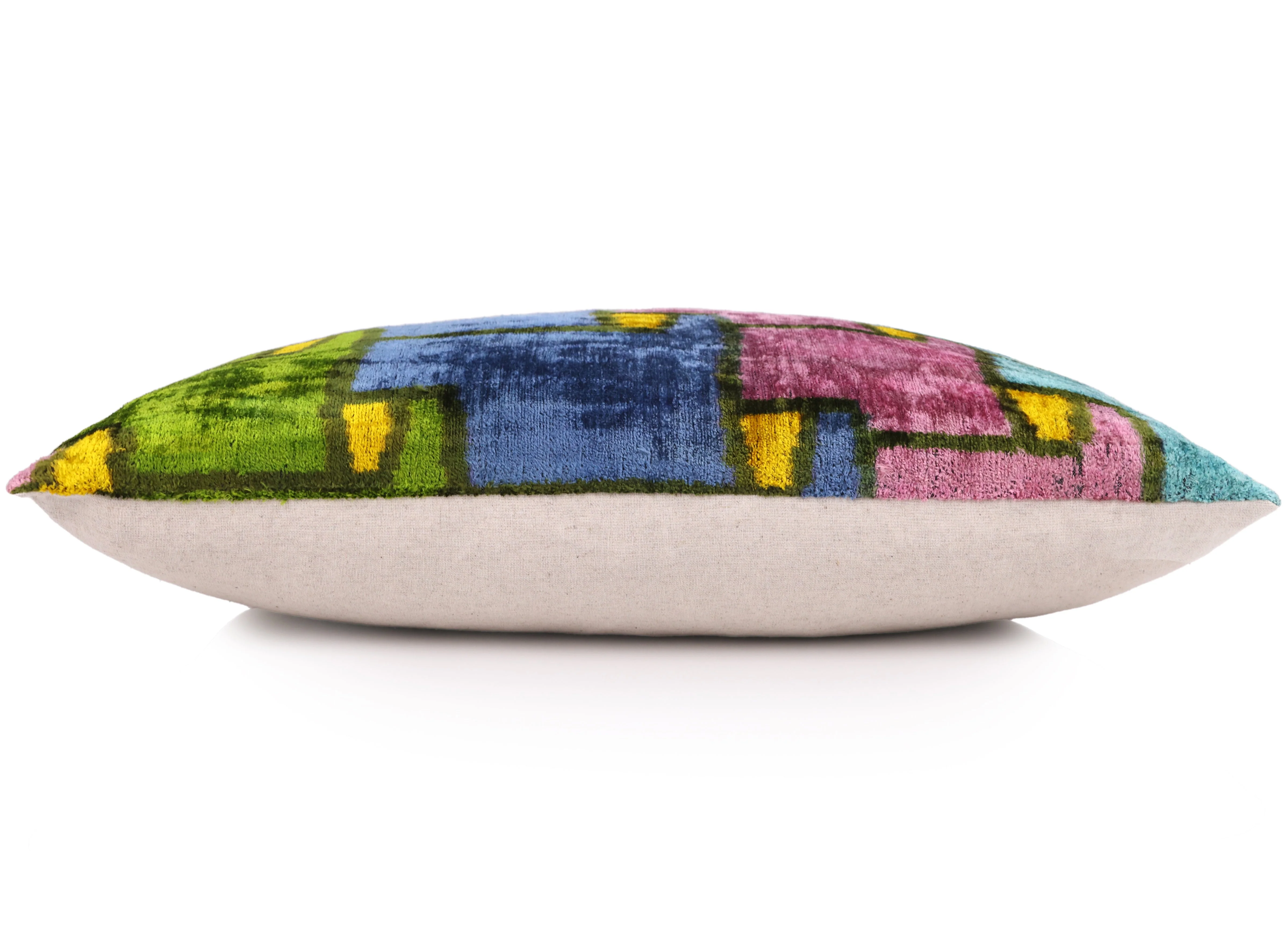 Colorful Pixel Abstract Velvet Pillow – Handmade 16x24 Lumbar - Image 3