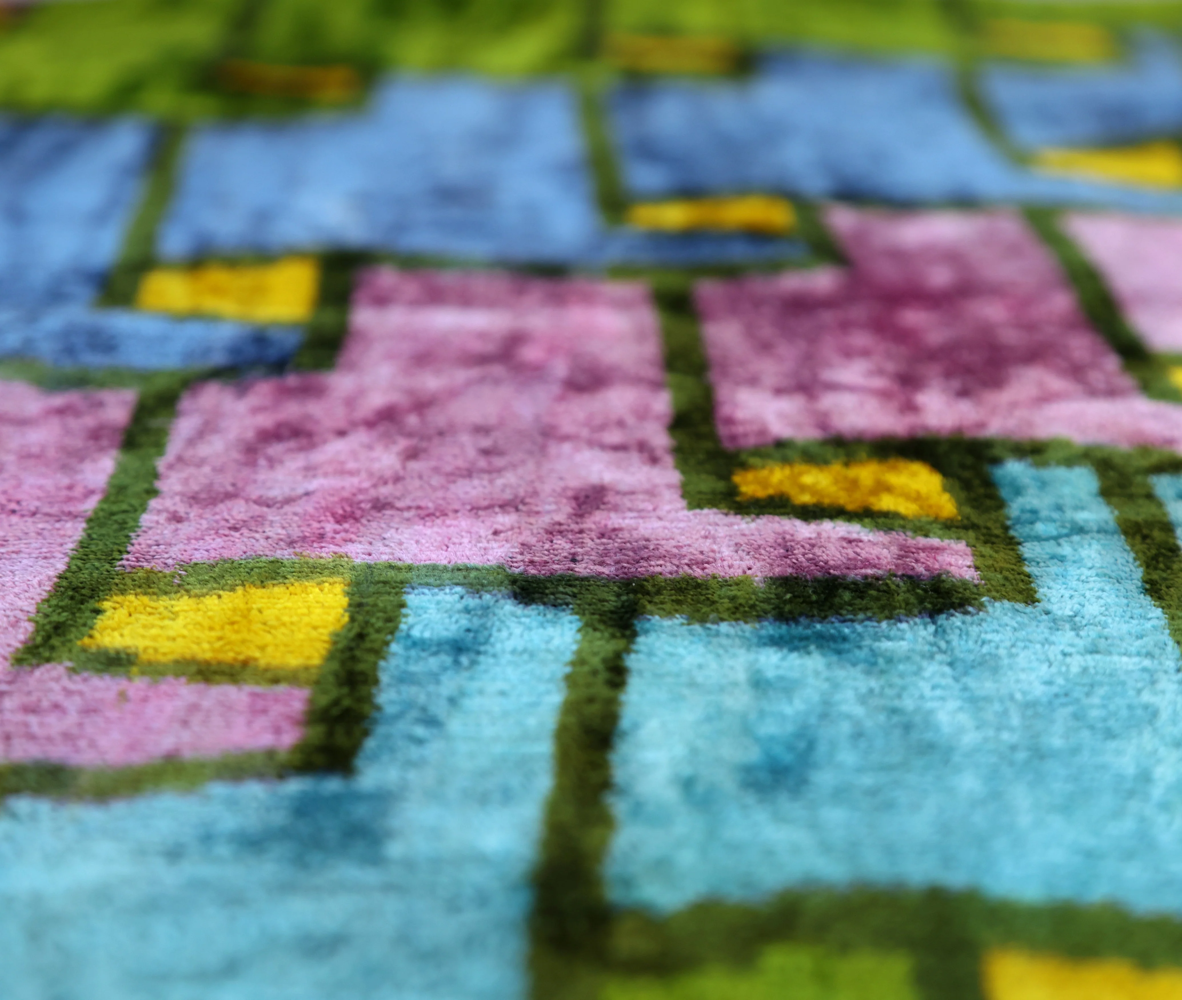 Colorful Pixel Abstract Velvet Pillow – Handmade 16x24 Lumbar - Image 4