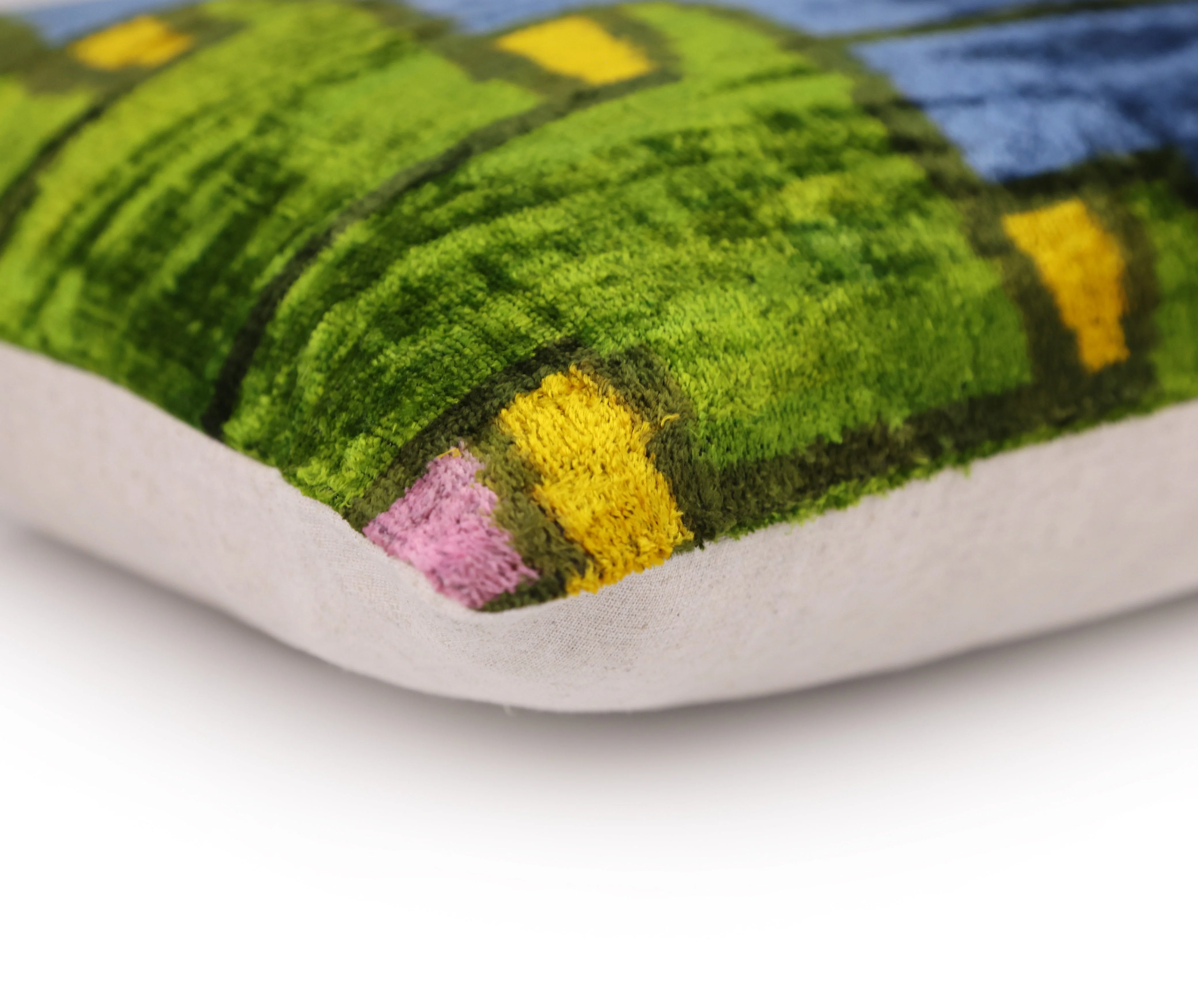 Colorful Pixel Abstract Velvet Pillow – Handmade 16x24 Lumbar - Image 8