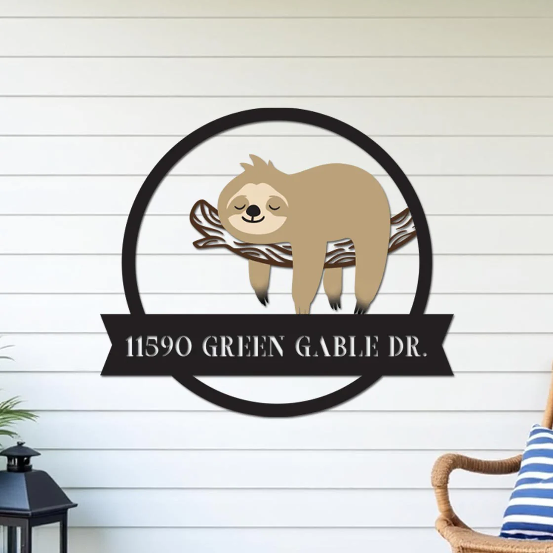 Colorful Sloth Address Sign