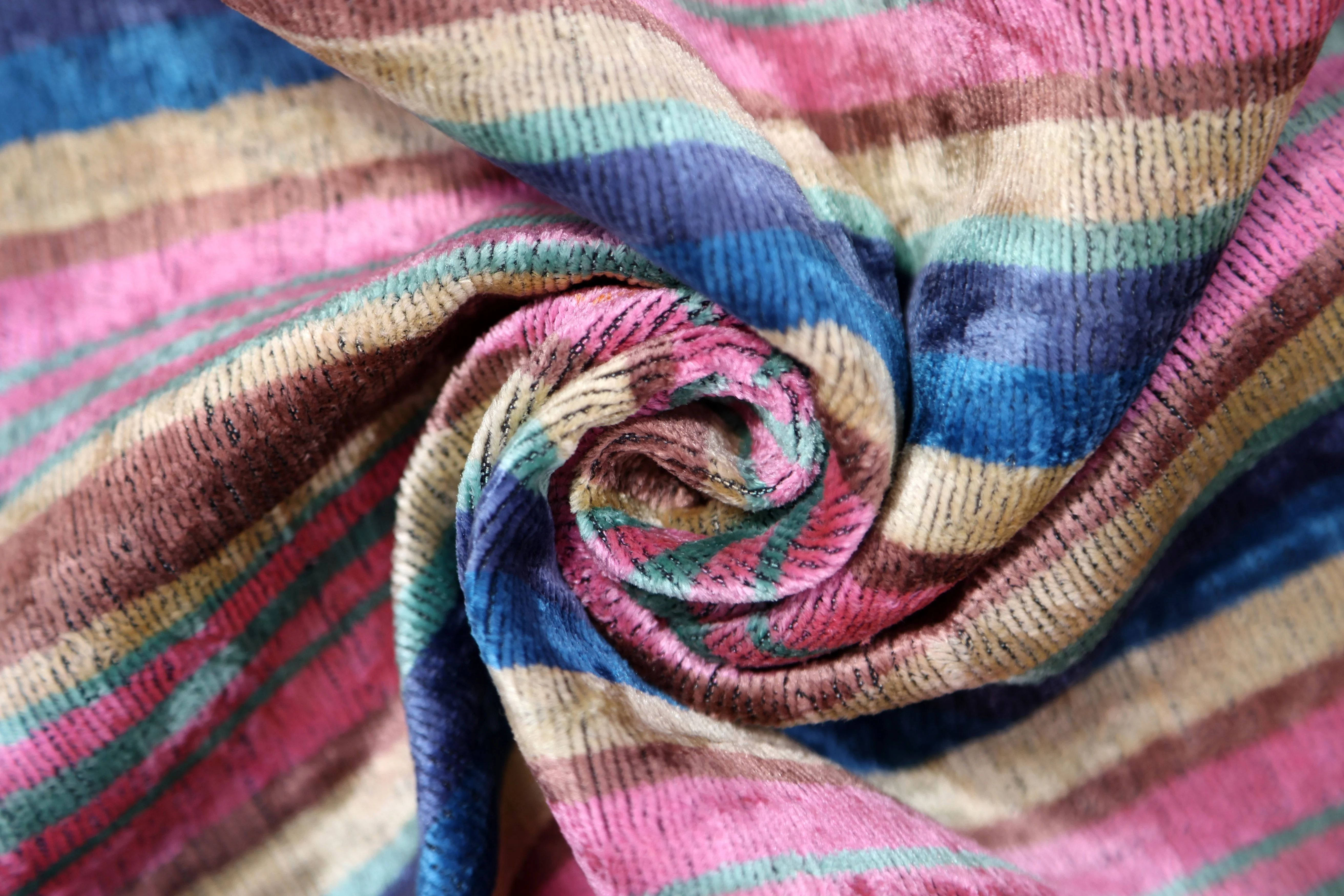 Colorful Striped Velvet Pillow – 16x16 Handmade Ikat Throw Cushion - Image 7