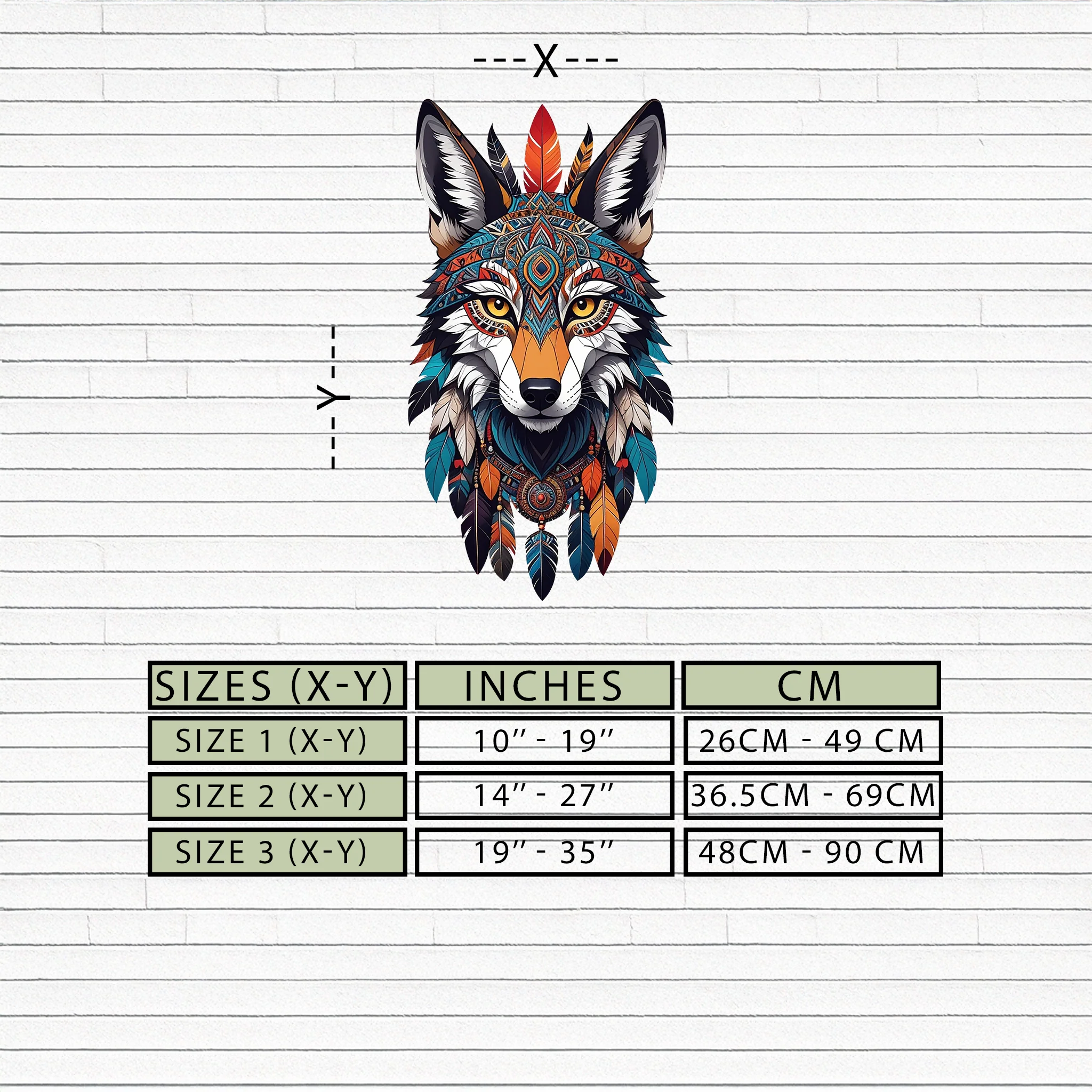 Colorful Tribal Wolf Metal Wall Art – Spirit Animal UV Decor-KAFUVM002 - Image 9