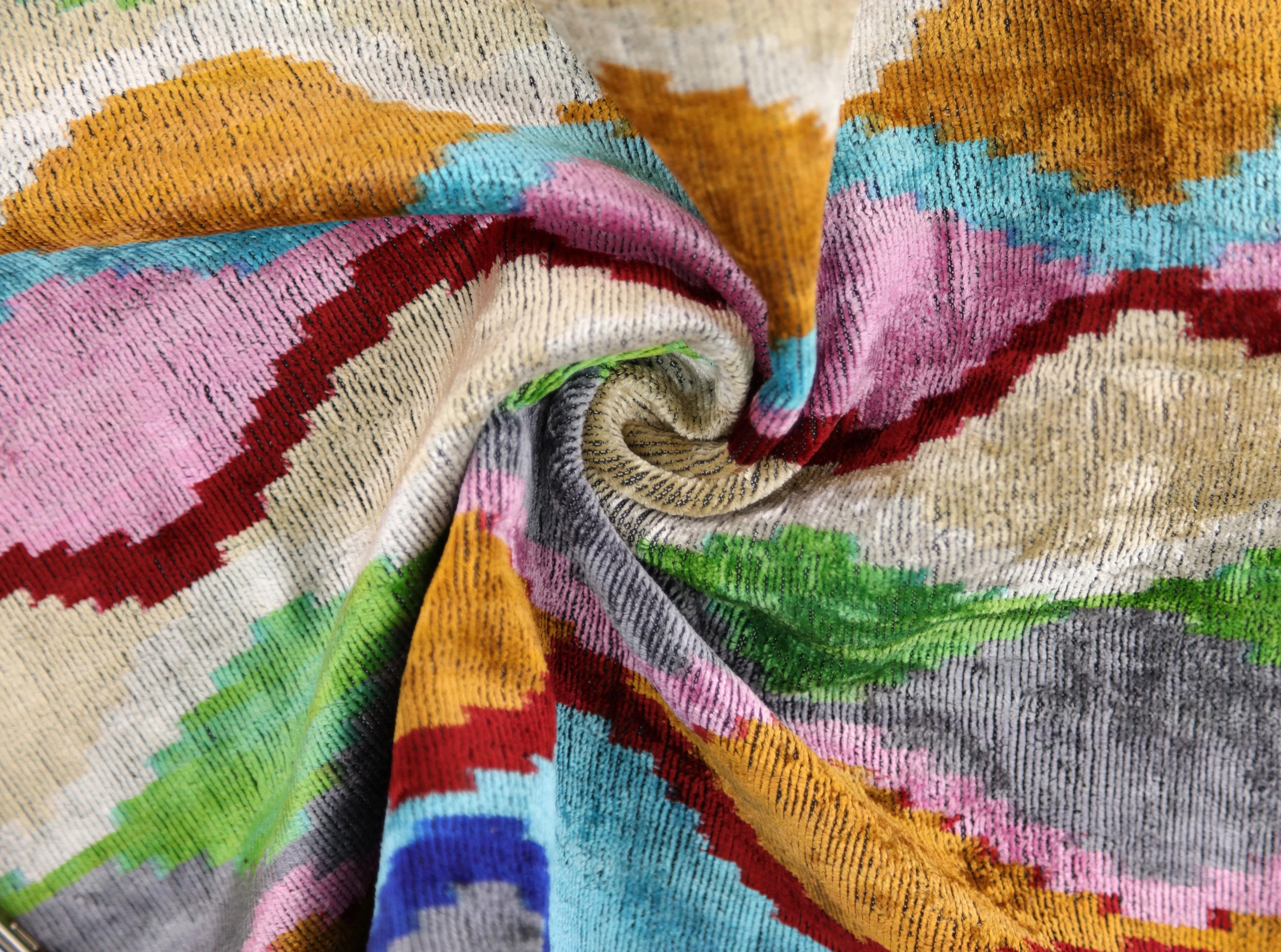 Colorful Wave Silk Velvet Pillow 16x24 – Handcrafted in California - Image 2