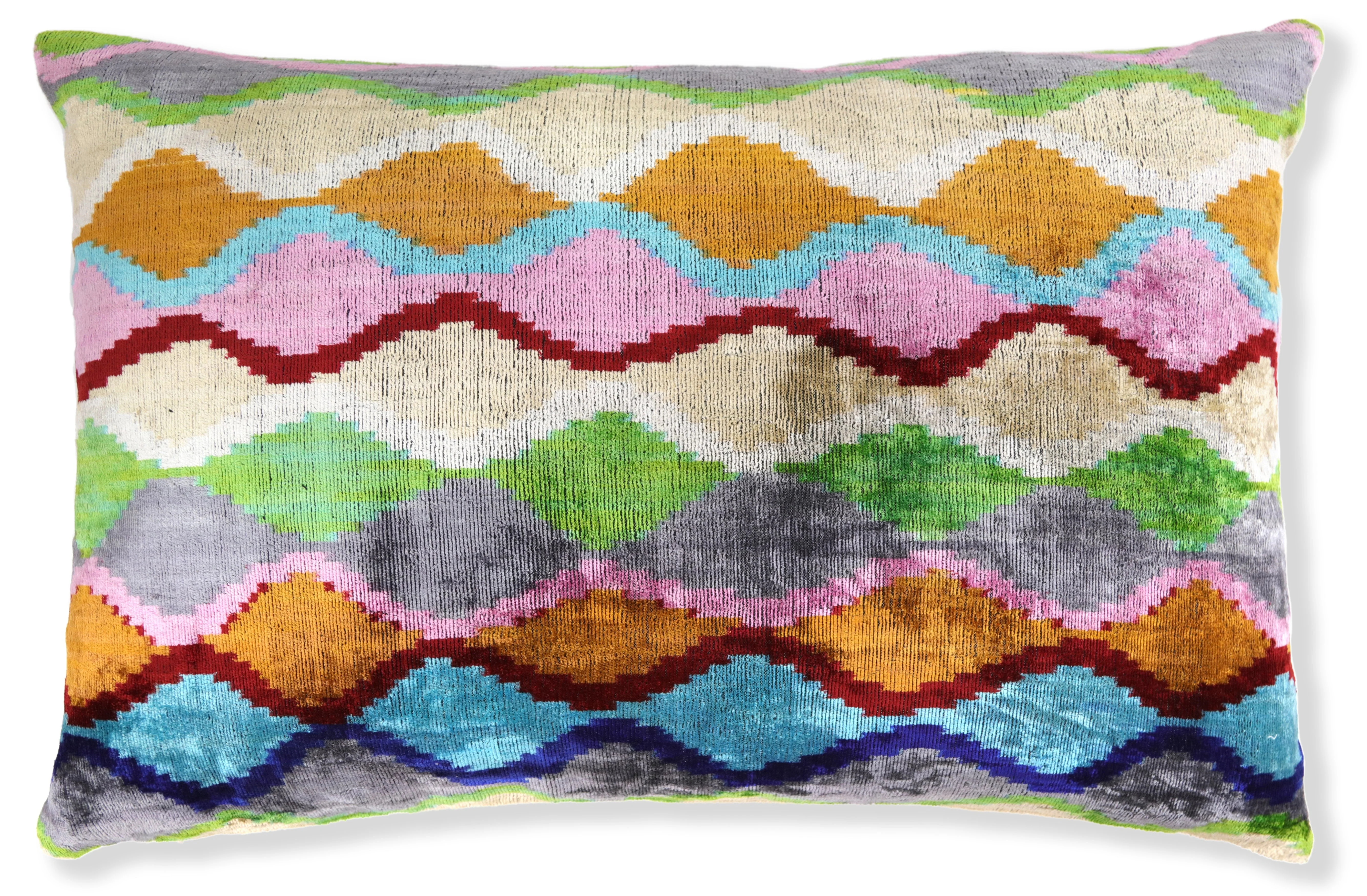 Colorful Wave Silk Velvet Pillow 16x24 – Handcrafted in California - Image 4