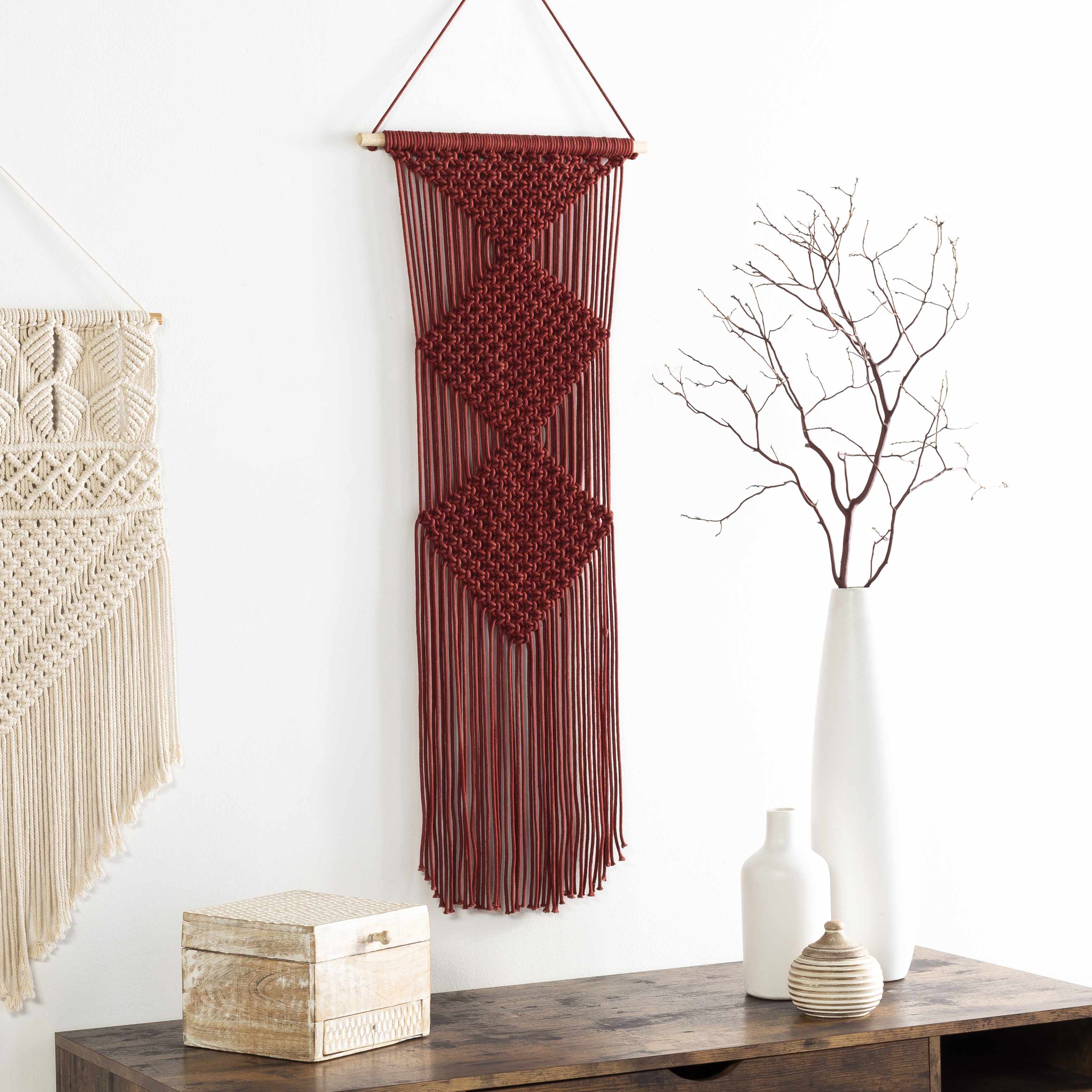 Columbio Rust Macramé Wall Hanging Decor - Image 2