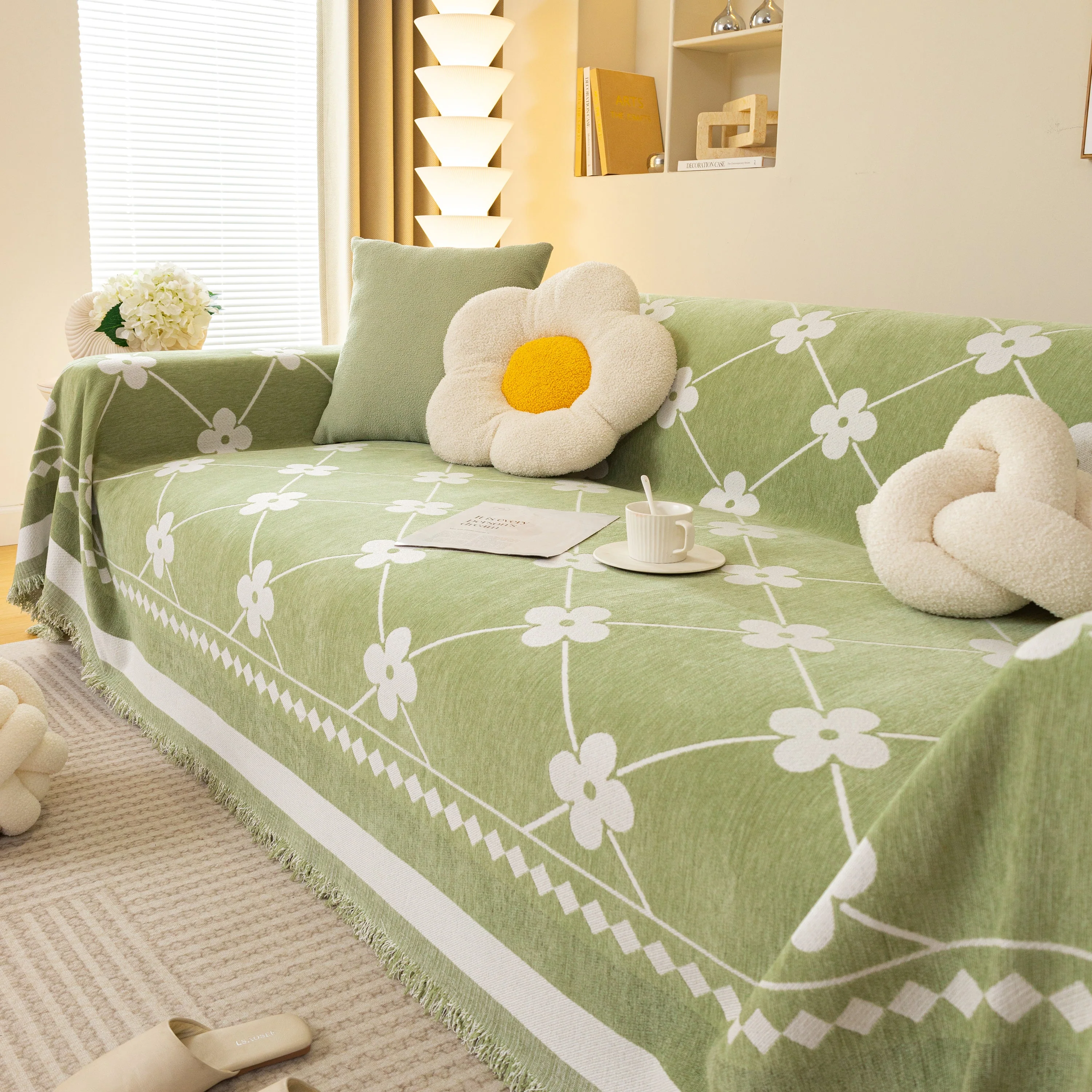Comfy Four-Leaf Clover Hope Faith Love Luck Blanket for Couch, Chenille Scratch Proof Sofa Blanket Covers - Image 13