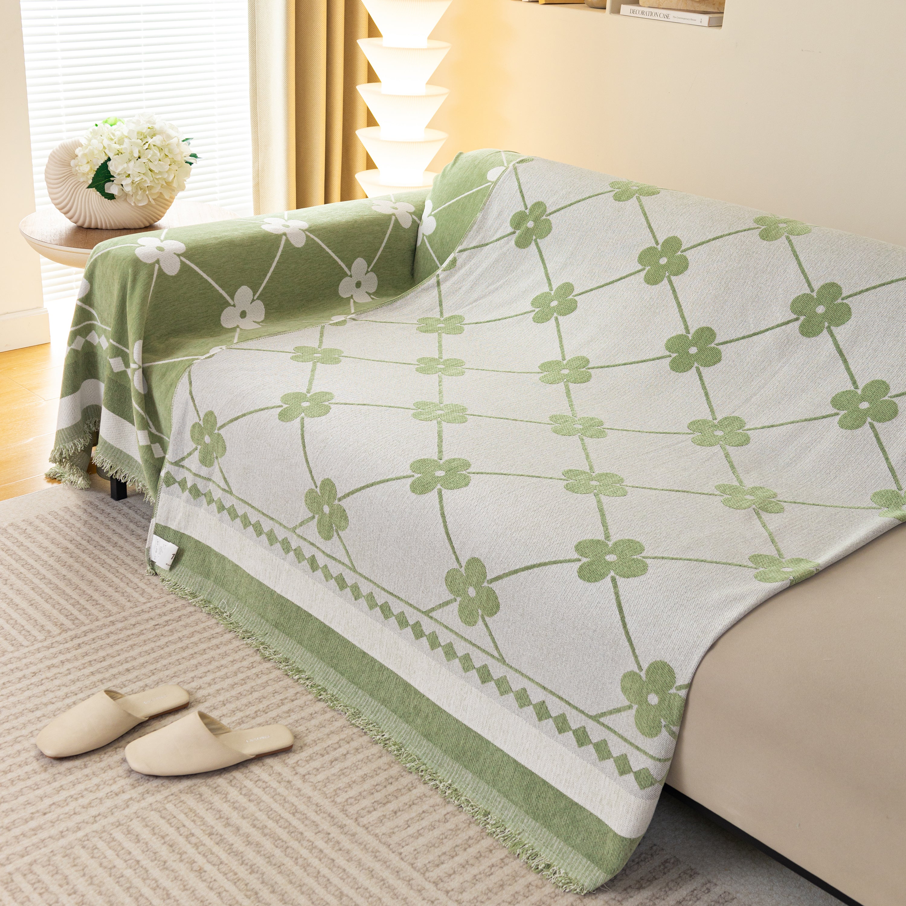 Comfy Four-Leaf Clover Hope Faith Love Luck Blanket for Couch, Chenille Scratch Proof Sofa Blanket Covers - Image 22