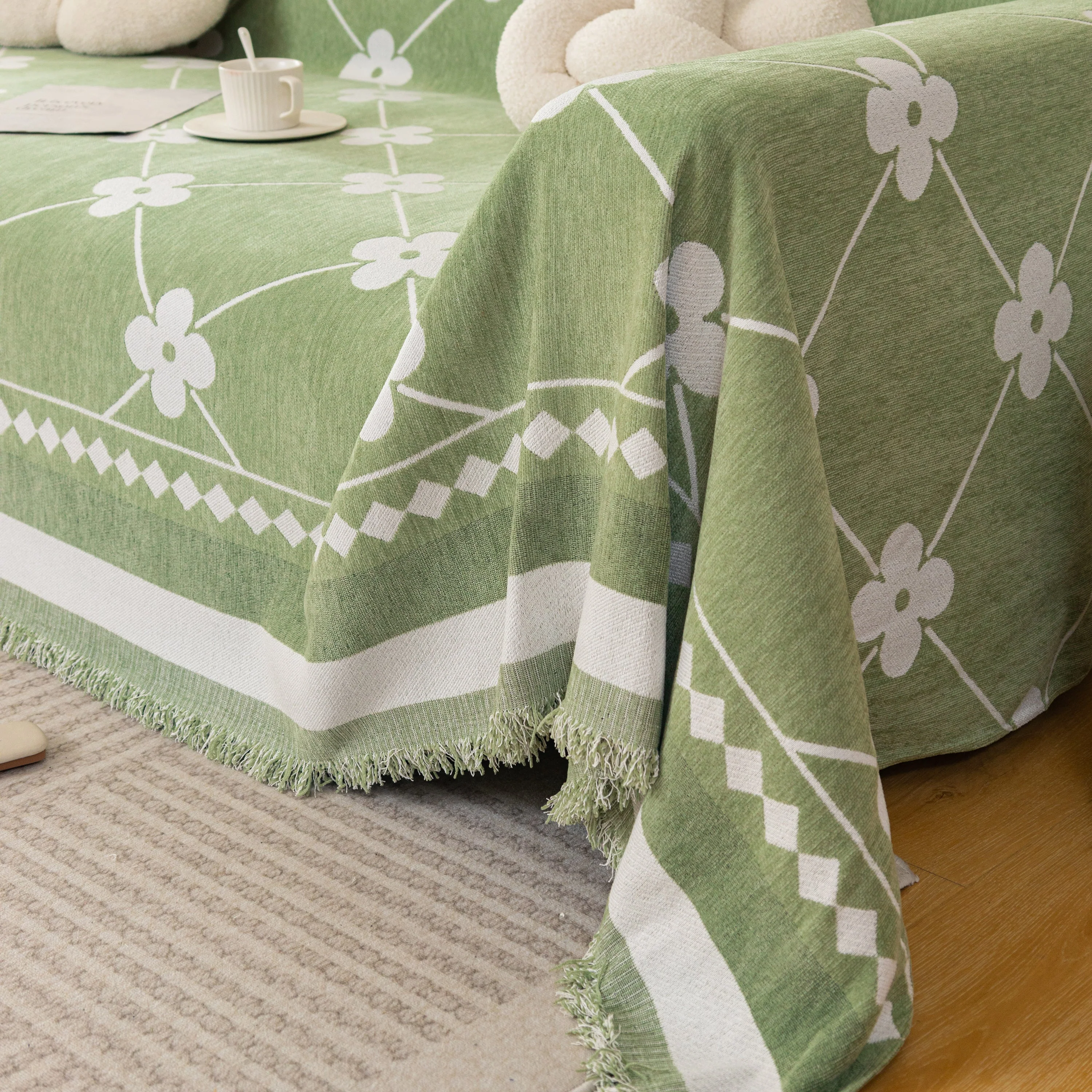 Comfy Four-Leaf Clover Hope Faith Love Luck Blanket for Couch, Chenille Scratch Proof Sofa Blanket Covers - Image 23