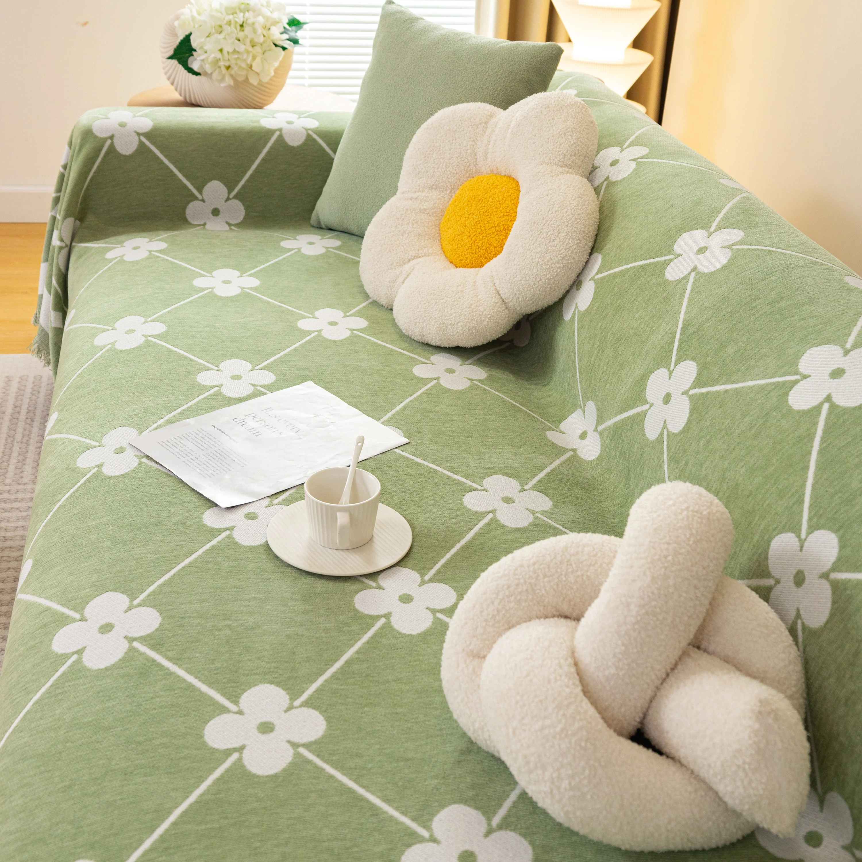 Comfy Four-Leaf Clover Hope Faith Love Luck Blanket for Couch, Chenille Scratch Proof Sofa Blanket Covers - Image 26