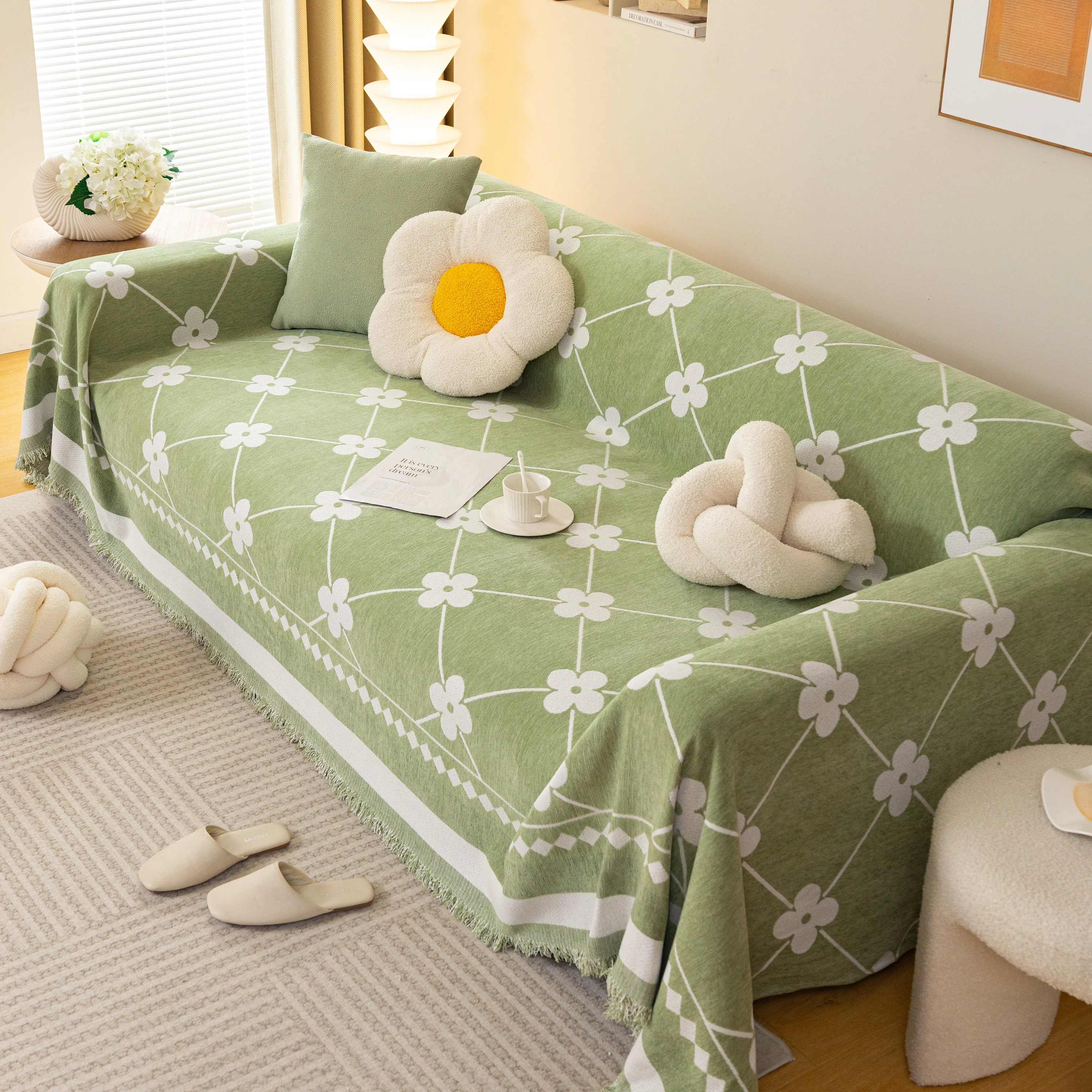 Comfy Four-Leaf Clover Hope Faith Love Luck Blanket for Couch, Chenille Scratch Proof Sofa Blanket Covers - Image 27