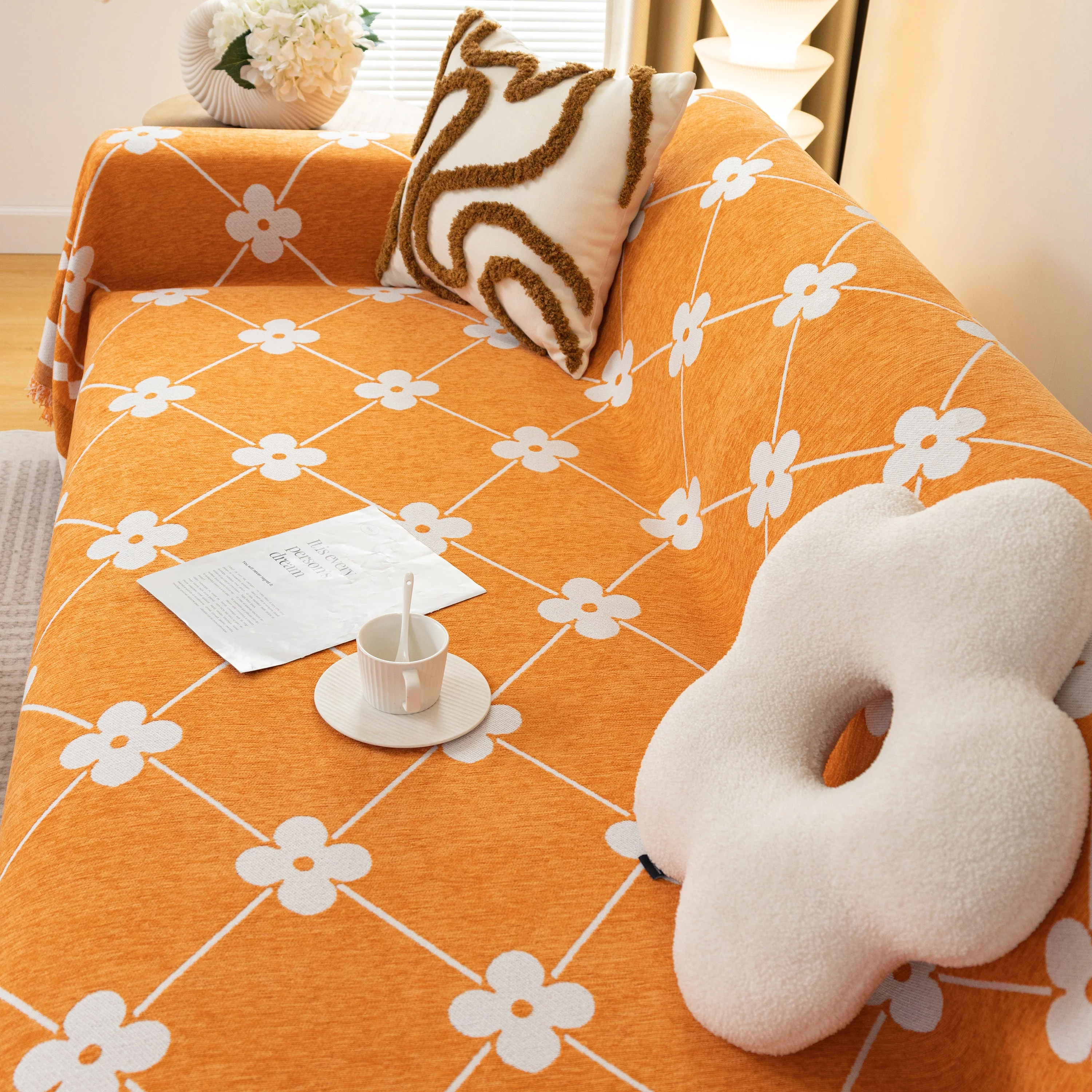Comfy Four-Leaf Clover Hope Faith Love Luck Blanket for Couch, Chenille Scratch Proof Sofa Blanket Covers - Image 41