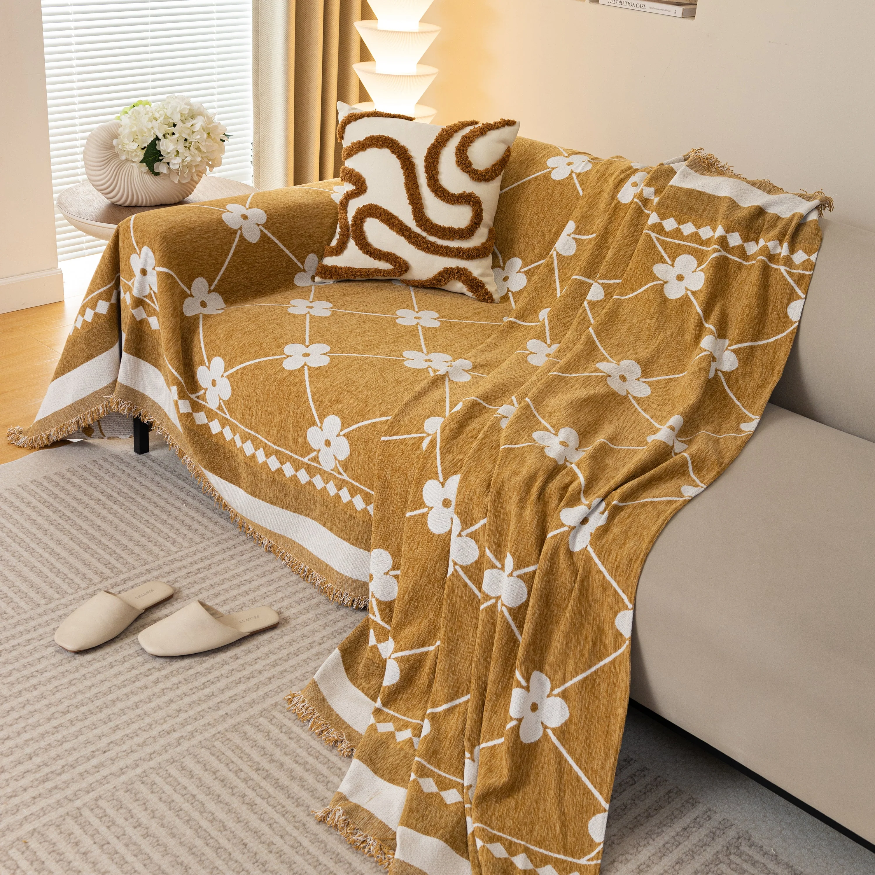 Comfy Four-Leaf Clover Hope Faith Love Luck Blanket for Couch, Chenille Scratch Proof Sofa Blanket Covers - Image 52