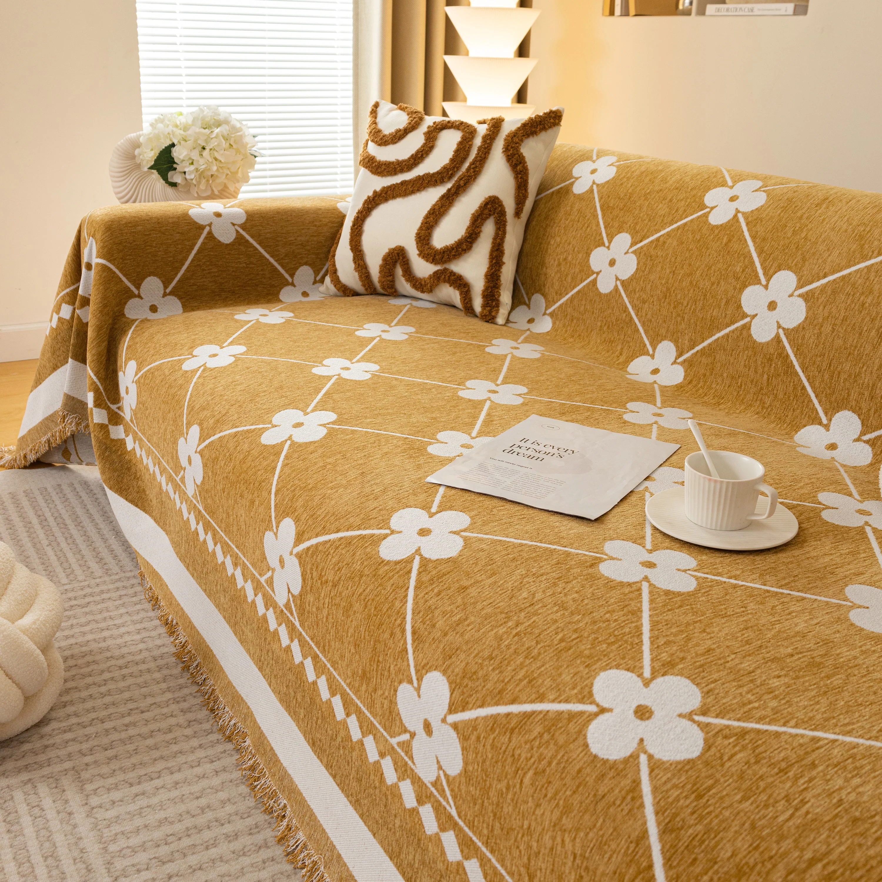 Comfy Four-Leaf Clover Hope Faith Love Luck Blanket for Couch, Chenille Scratch Proof Sofa Blanket Covers - Image 58