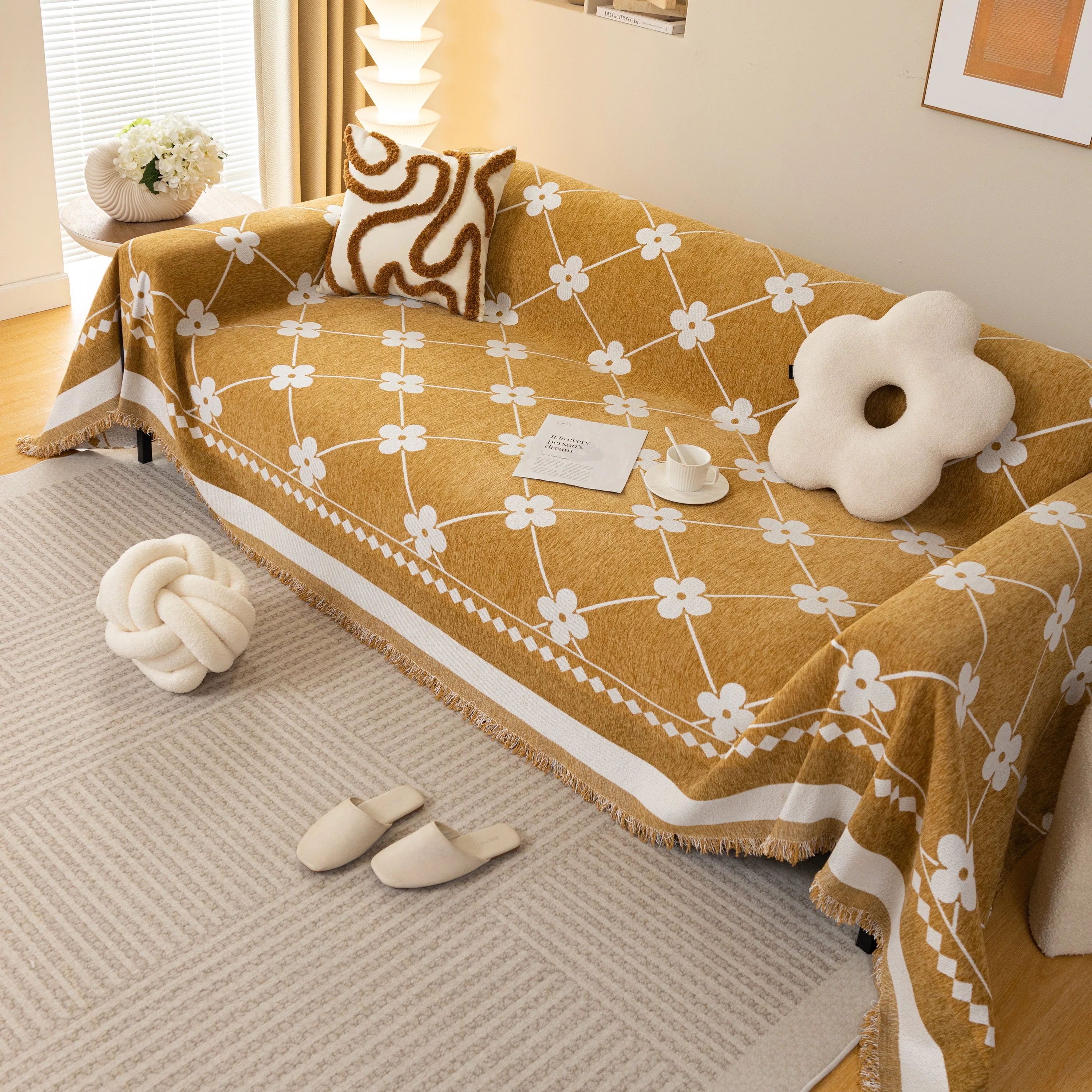 Comfy Four-Leaf Clover Hope Faith Love Luck Blanket for Couch, Chenille Scratch Proof Sofa Blanket Covers - Image 60