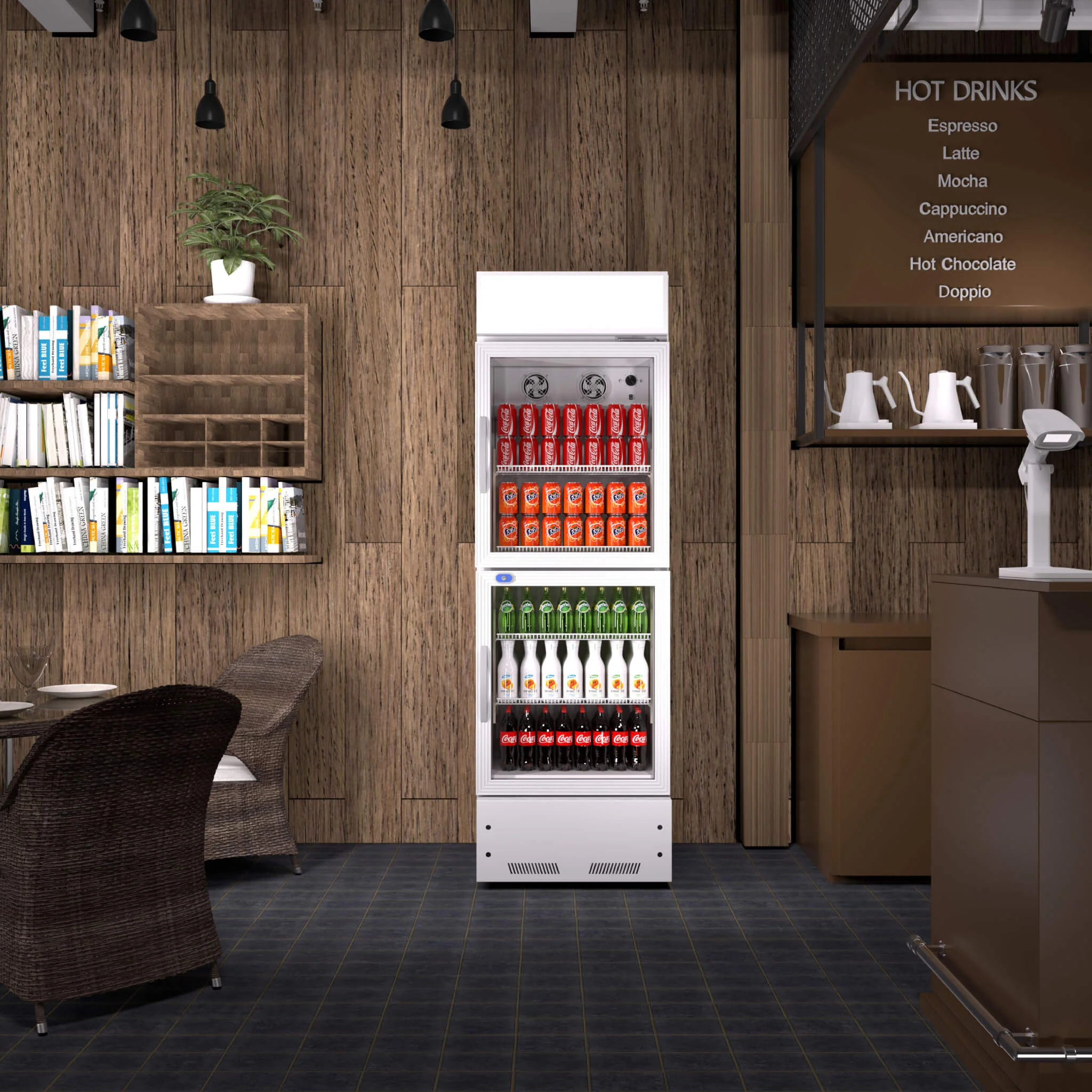 Commercial 2-Door Beverage Refrigerator Cooler With LED Lighting (SAK15896) - Image 3