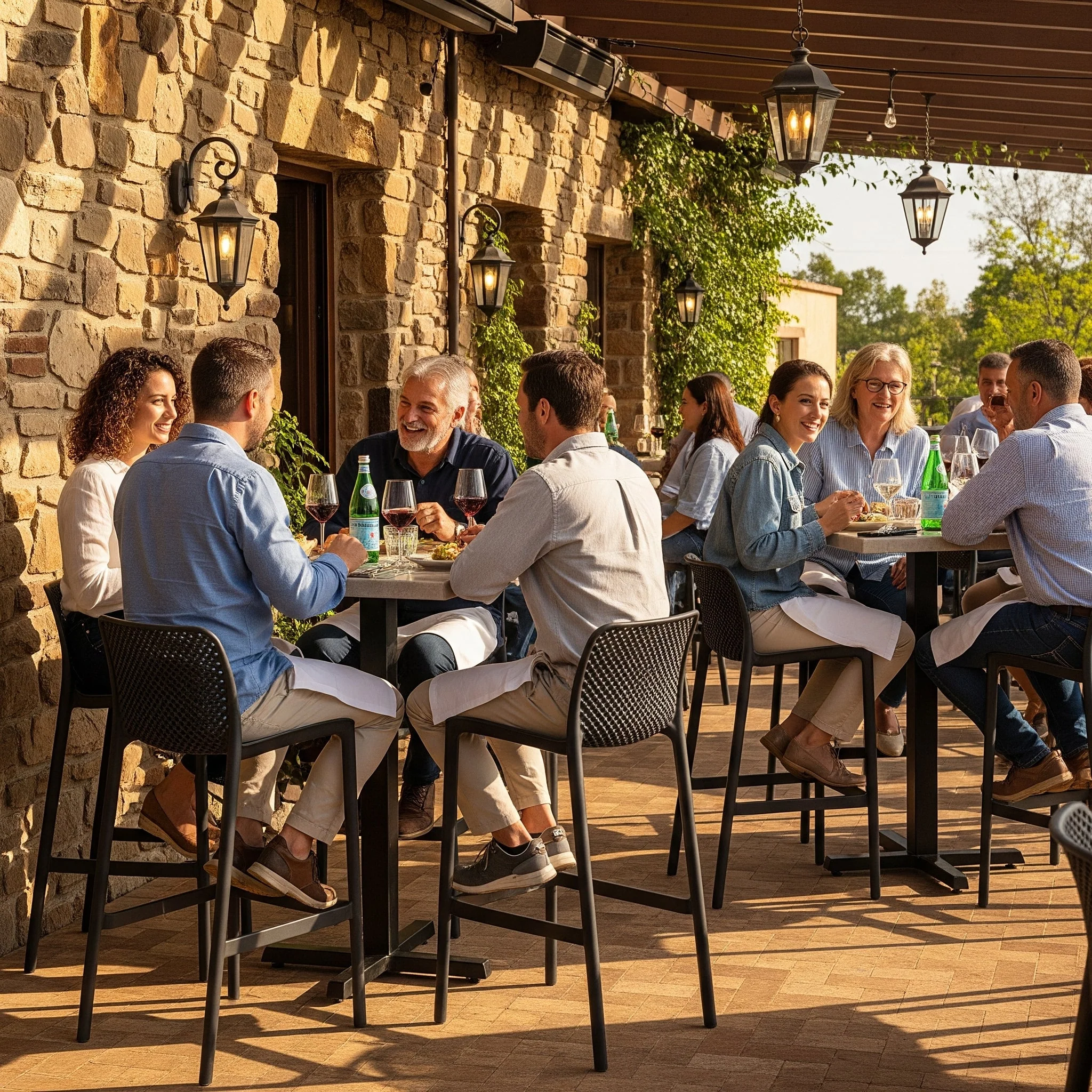 Commercial Grade 29" Outdoor Bar Stool - Set of 4: Netted - Image 3