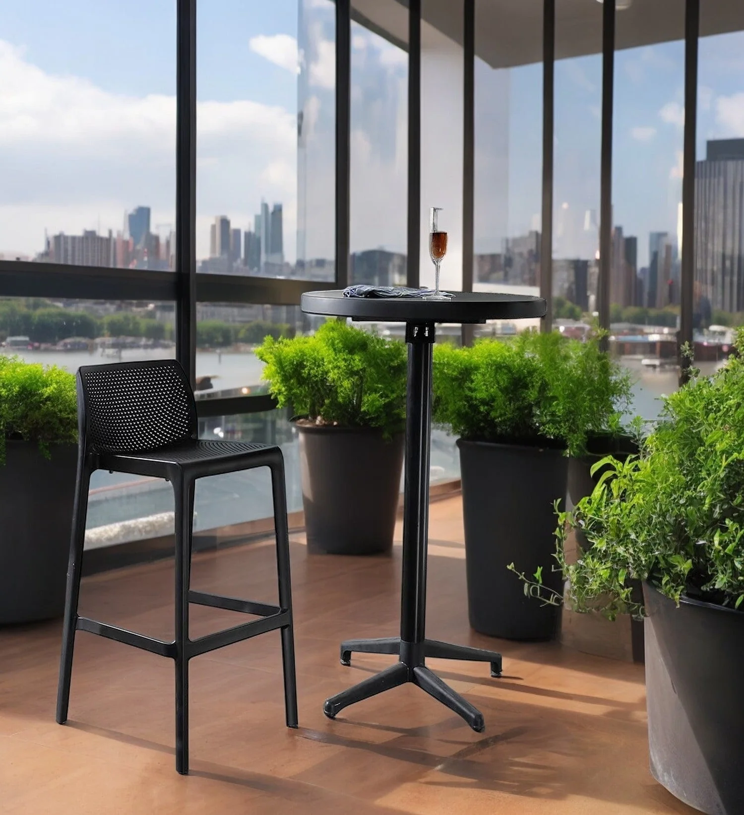 Commercial Grade 29" Outdoor Bar Stool - Set of 4: Netted - Image 5