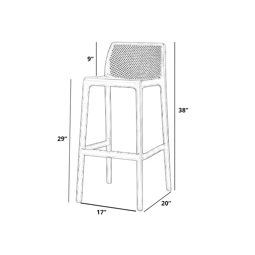 Commercial Grade 29" Outdoor Bar Stool - Set of 4: Netted - Image 6