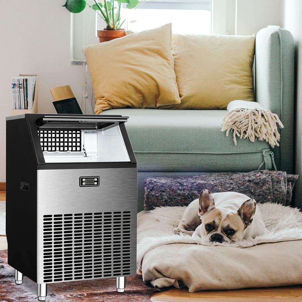 Commercial Ice Maker, Freestanding Square Ice Cube Maker 265lbs/24h, 55lbs Storage Bin, Full Heavy Duty Stainless Steel Construction - Image 8