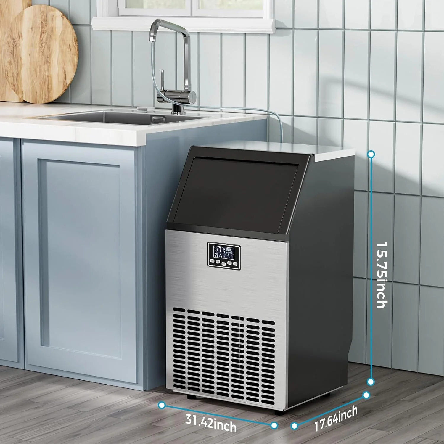 Commercial Ice Maker Machine,100lbs/24H Moon-Shaped Ice Machine with 28 Lbs Storage Capacity - Image 13